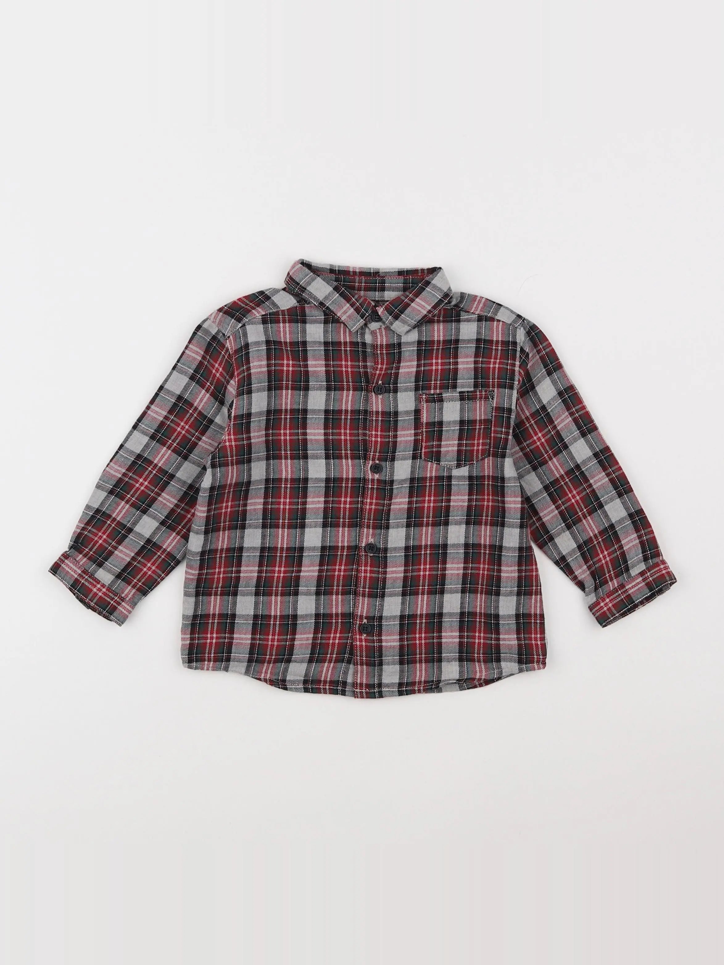 Boutchou - chemise blanc, rouge - 12 mois