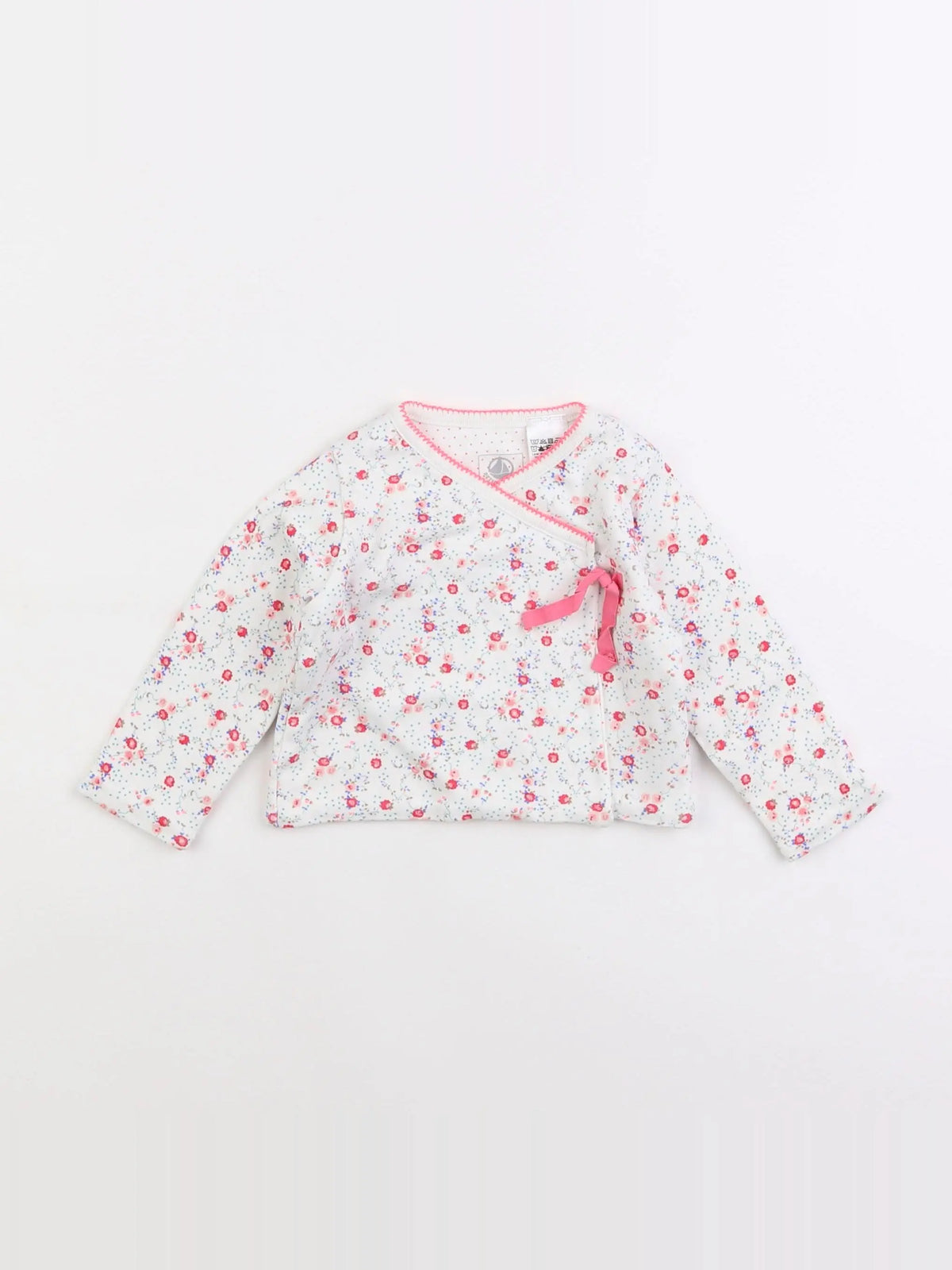 Petit Bateau - tee-shirt blanc, rose - 6 mois