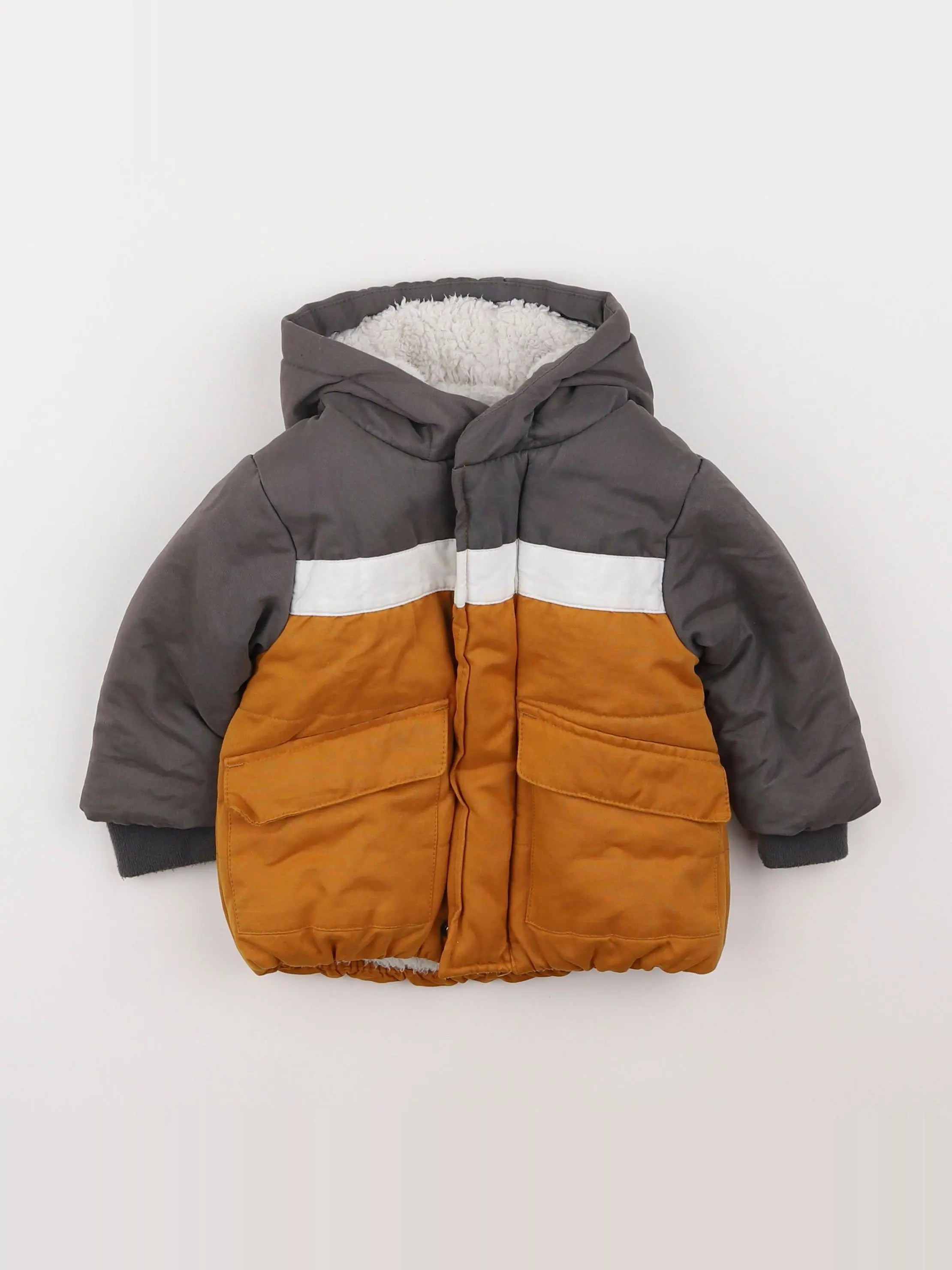 Vertbaudet - parka jaune, gris - 12 mois