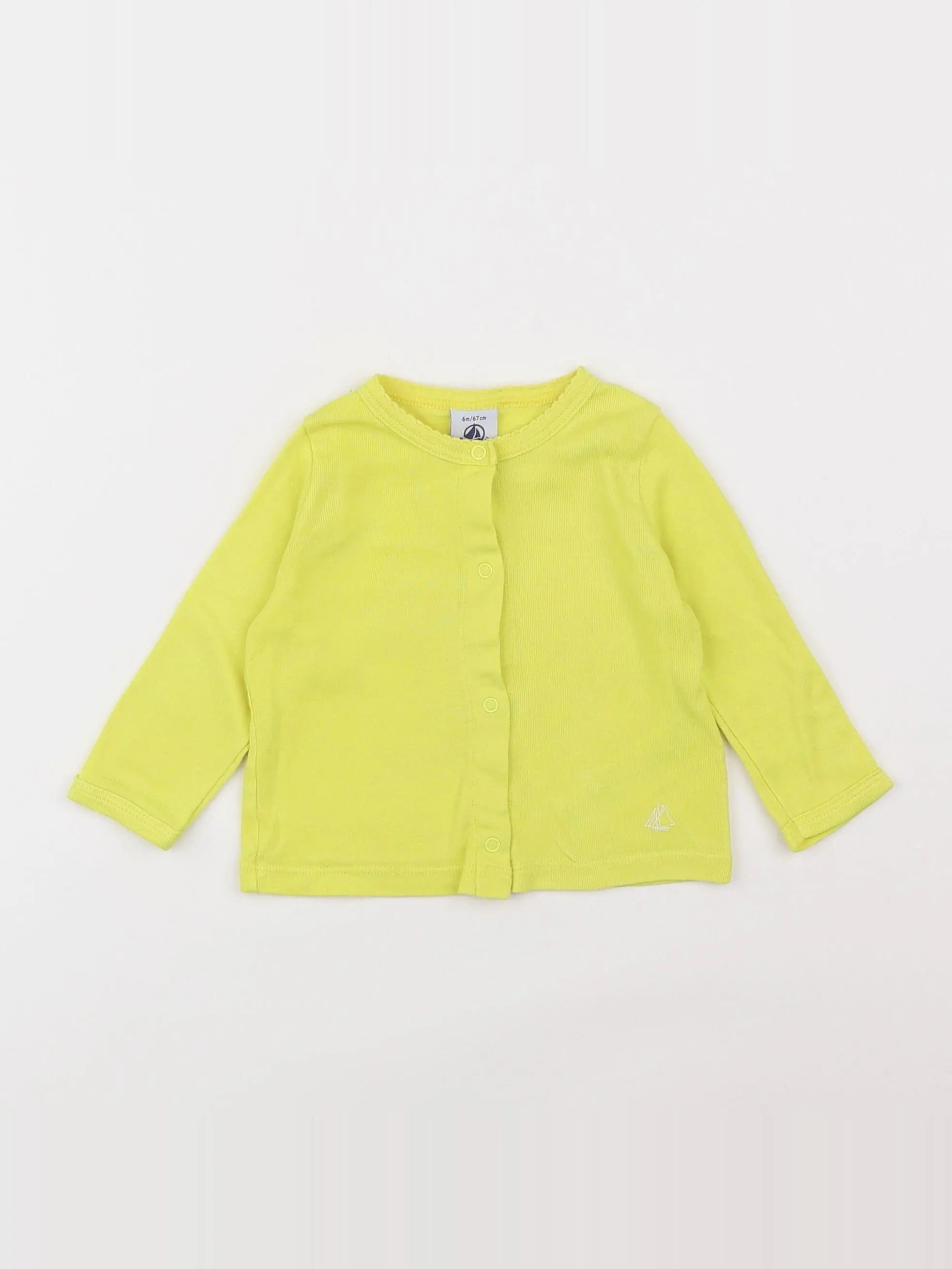 Petit Bateau - tee-shirt jaune fluo - 6 mois