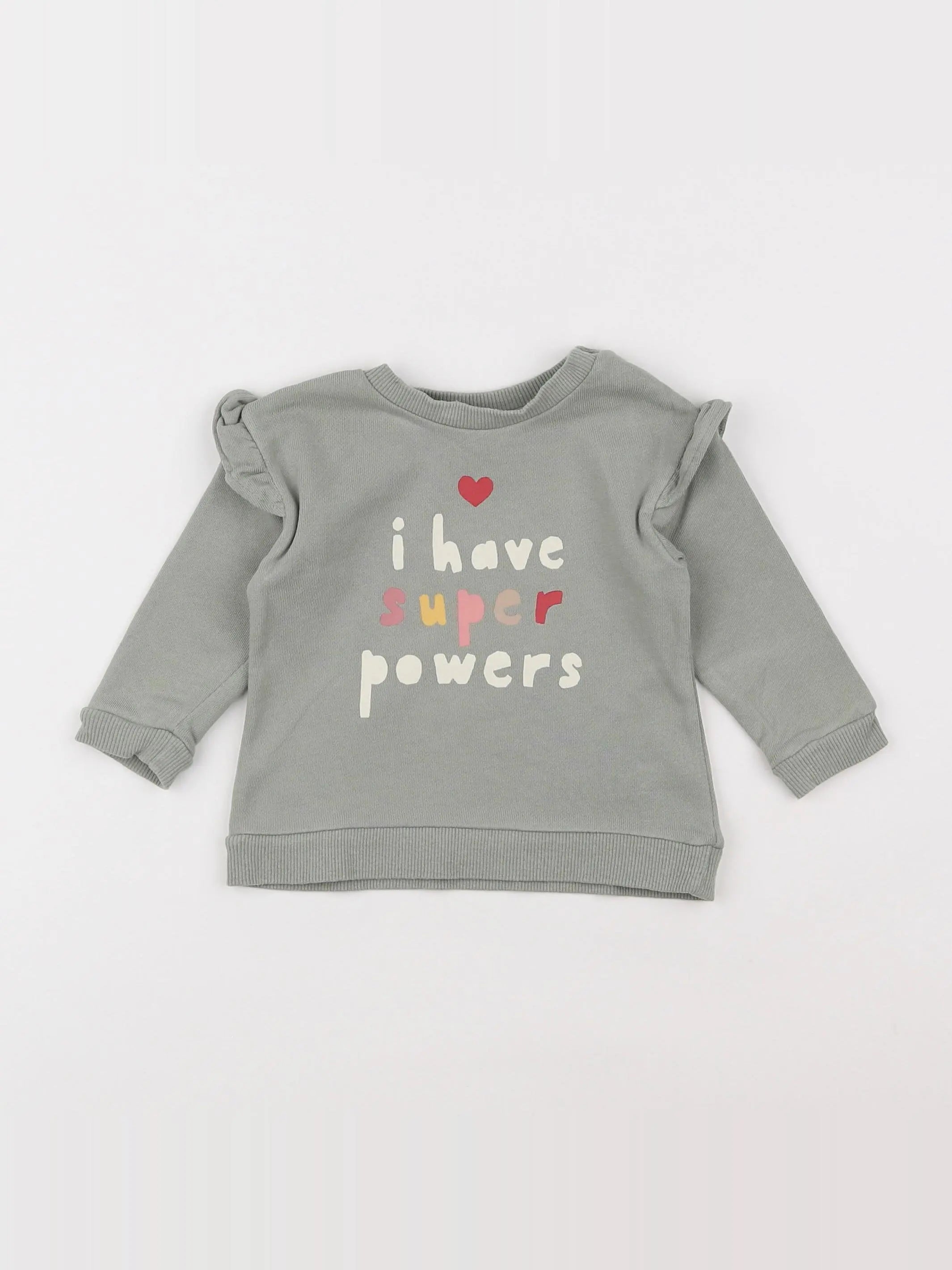 H&M - sweat vert, rose - 3/6 mois