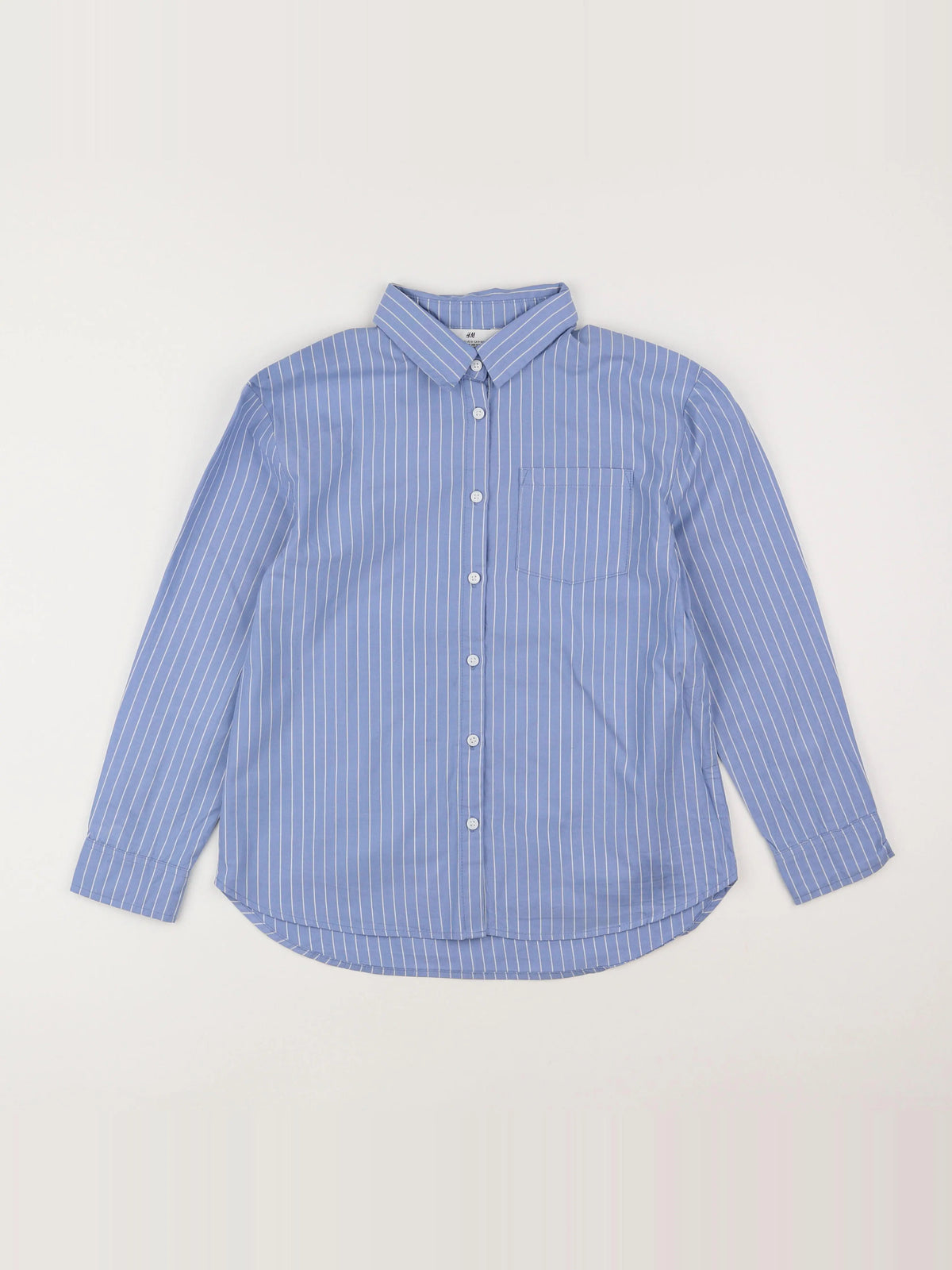 H&M - chemise bleu, beige - 9/10 ans