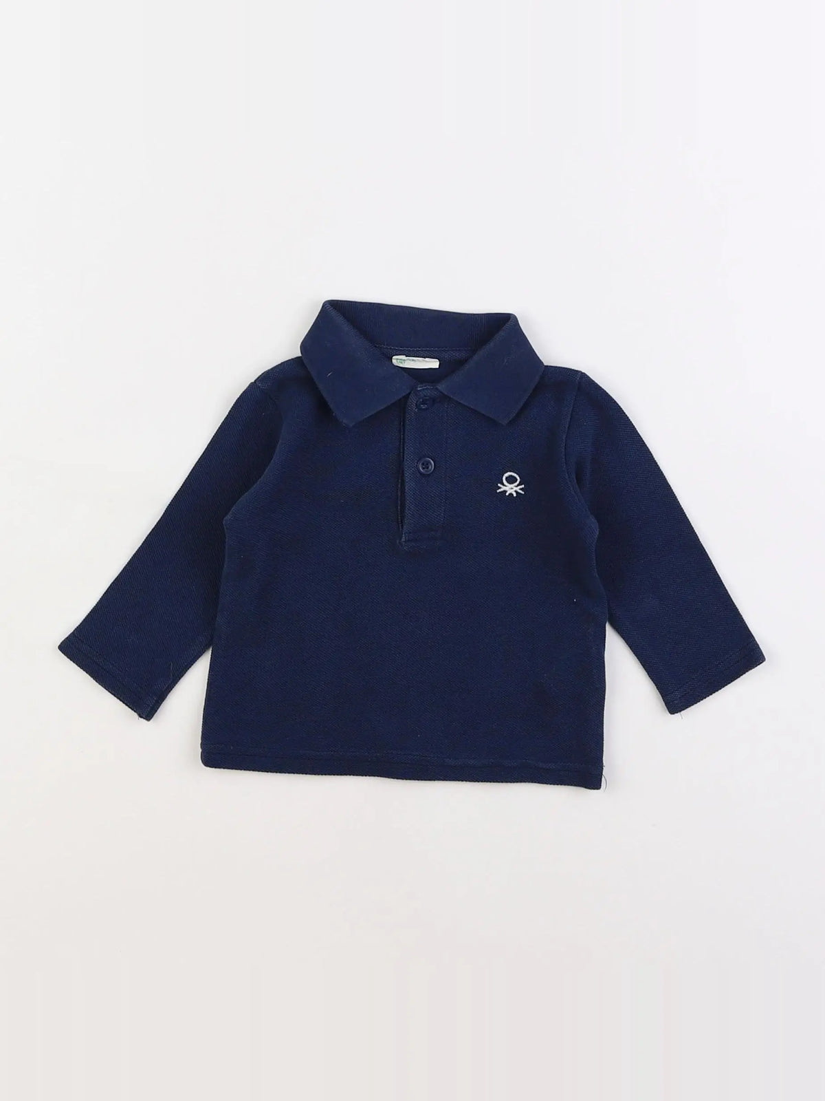 Benetton - polo bleu - 6/9 mois