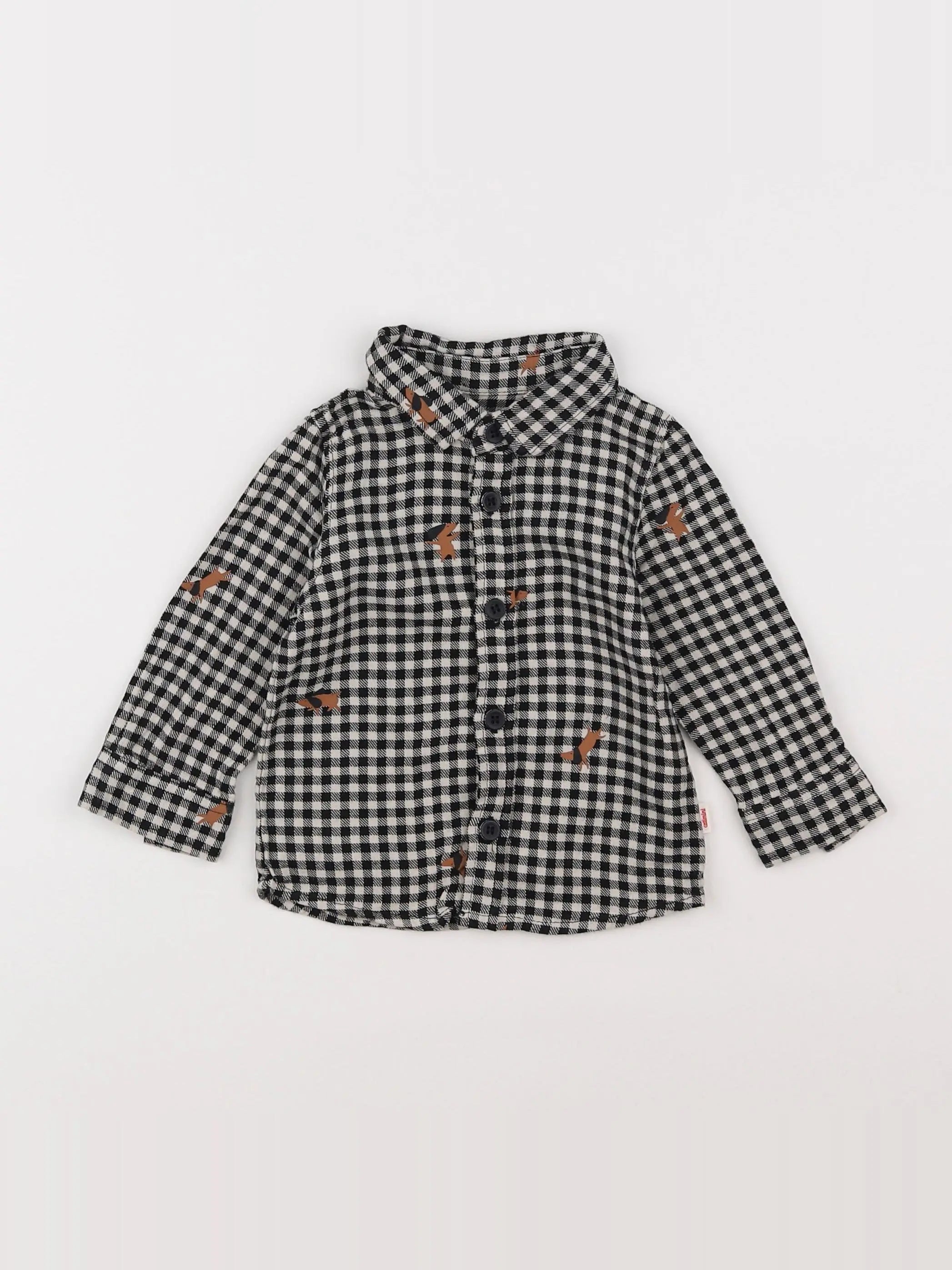 Catimini - chemise blanc, noir - 6 mois