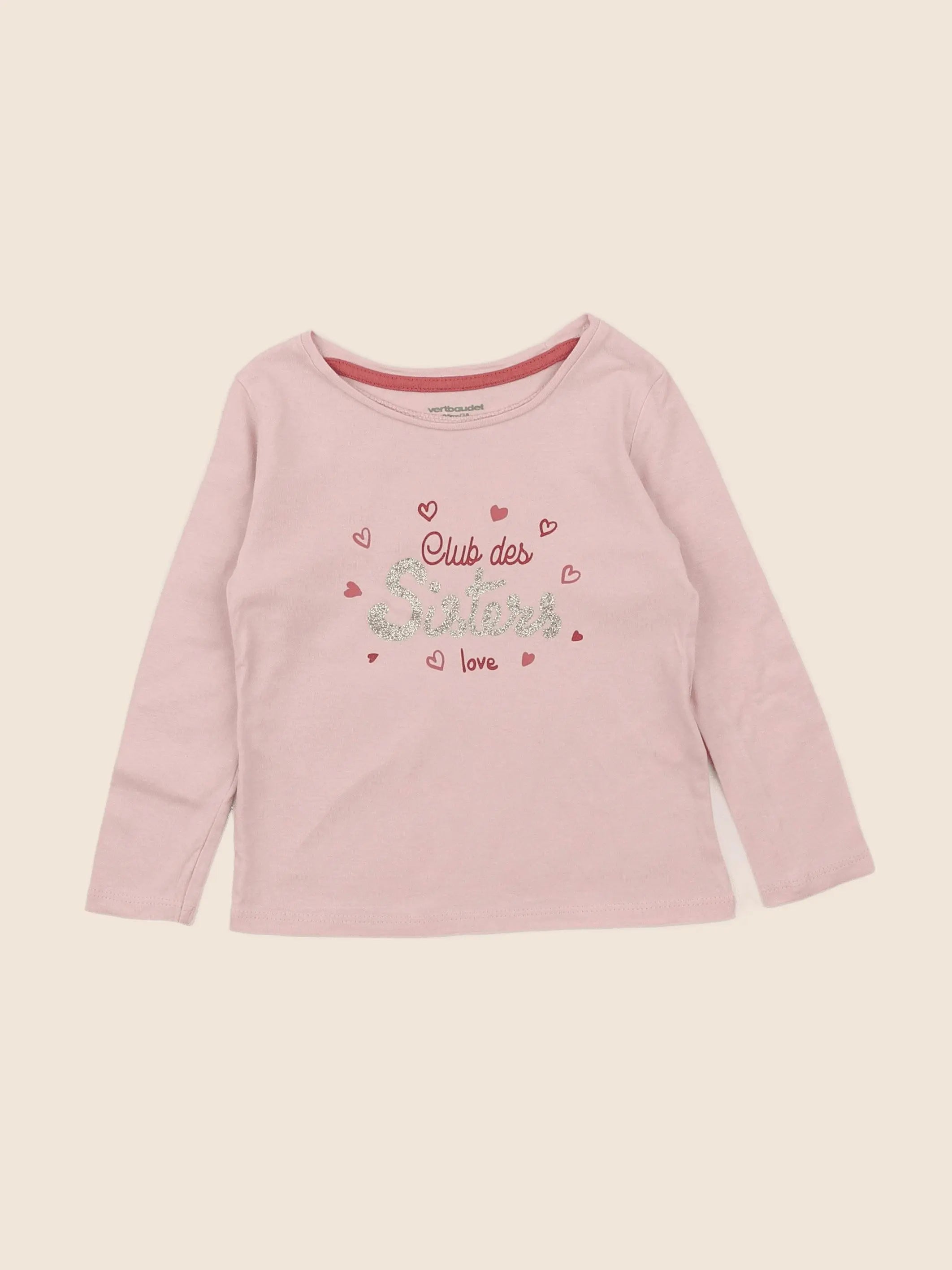 Vertbaudet - tee-shirt rose - 2 ans