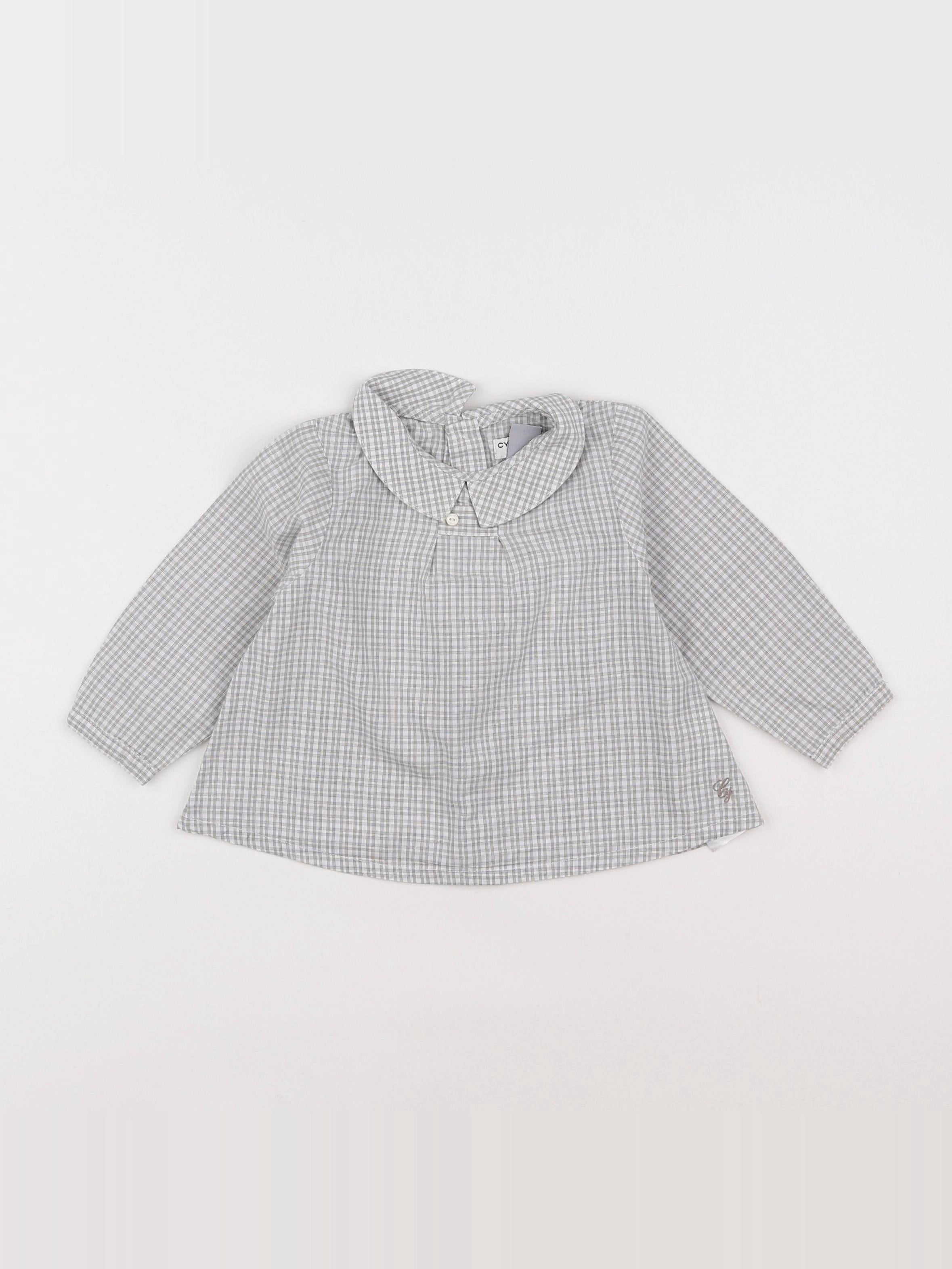 Cyrillus - blouse blanc, gris - 12 mois