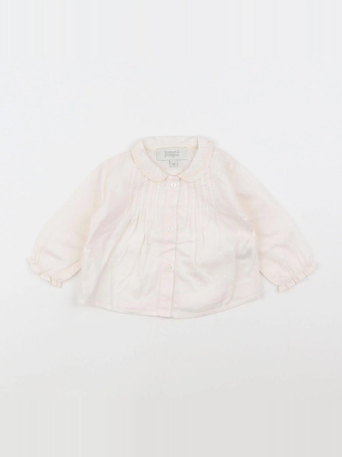 Bonnet à Pompon - blouse beige - 3 mois