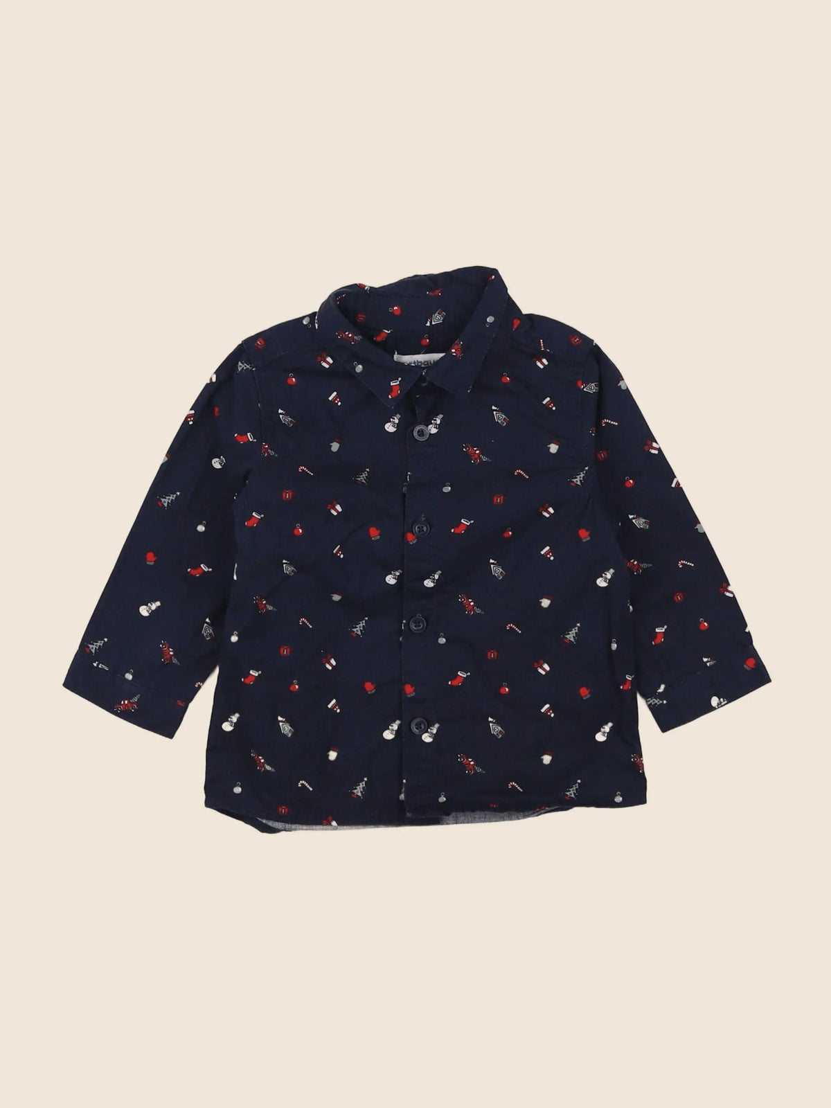 Vertbaudet - chemise bleu, rouge - 9 mois