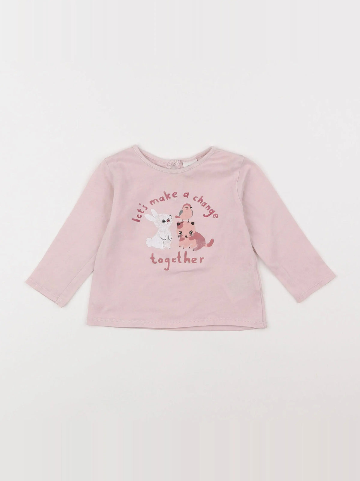 H&M - tee-shirt rose - 6/9 mois