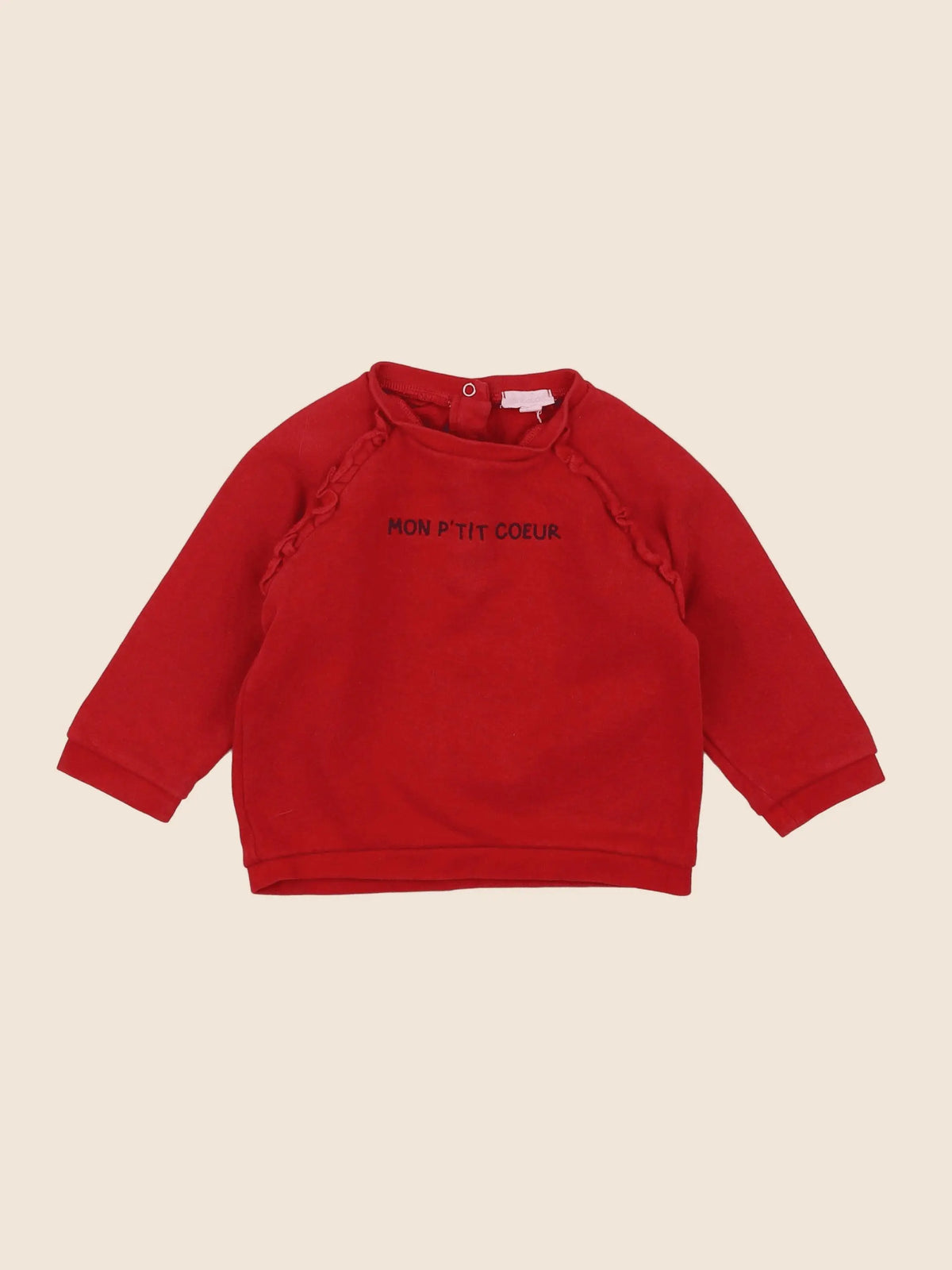 Vertbaudet - sweat rouge - 12 mois