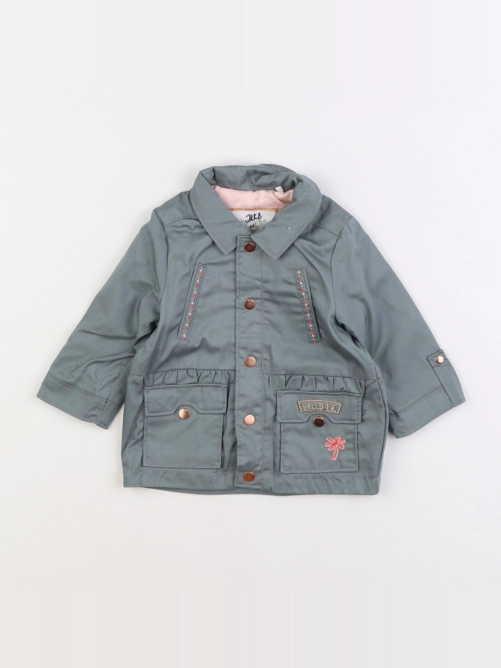 IKKS - veste doublé, imprimé au dos vert - 6 mois