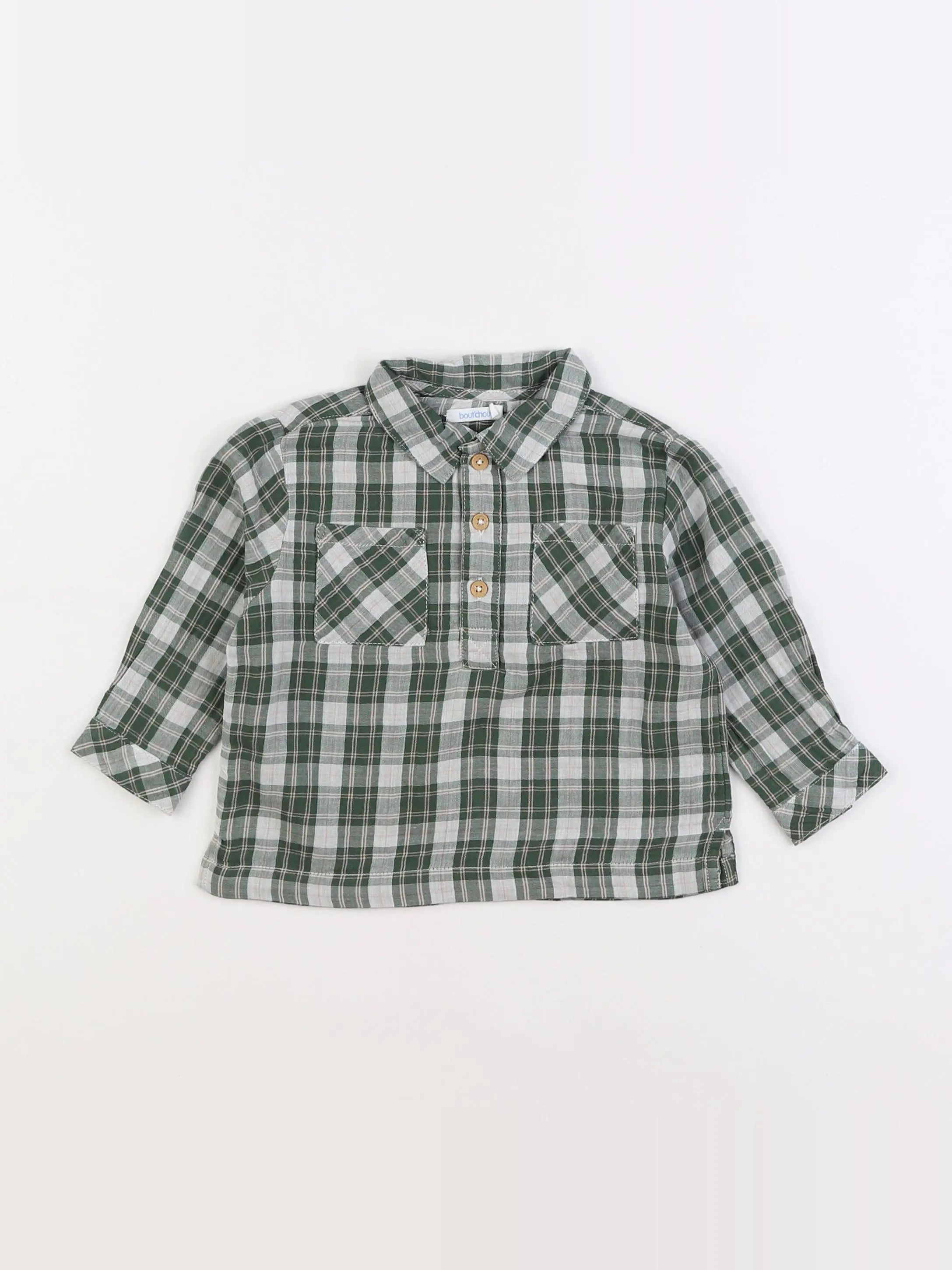 Boutchou - chemise vert - 12 mois