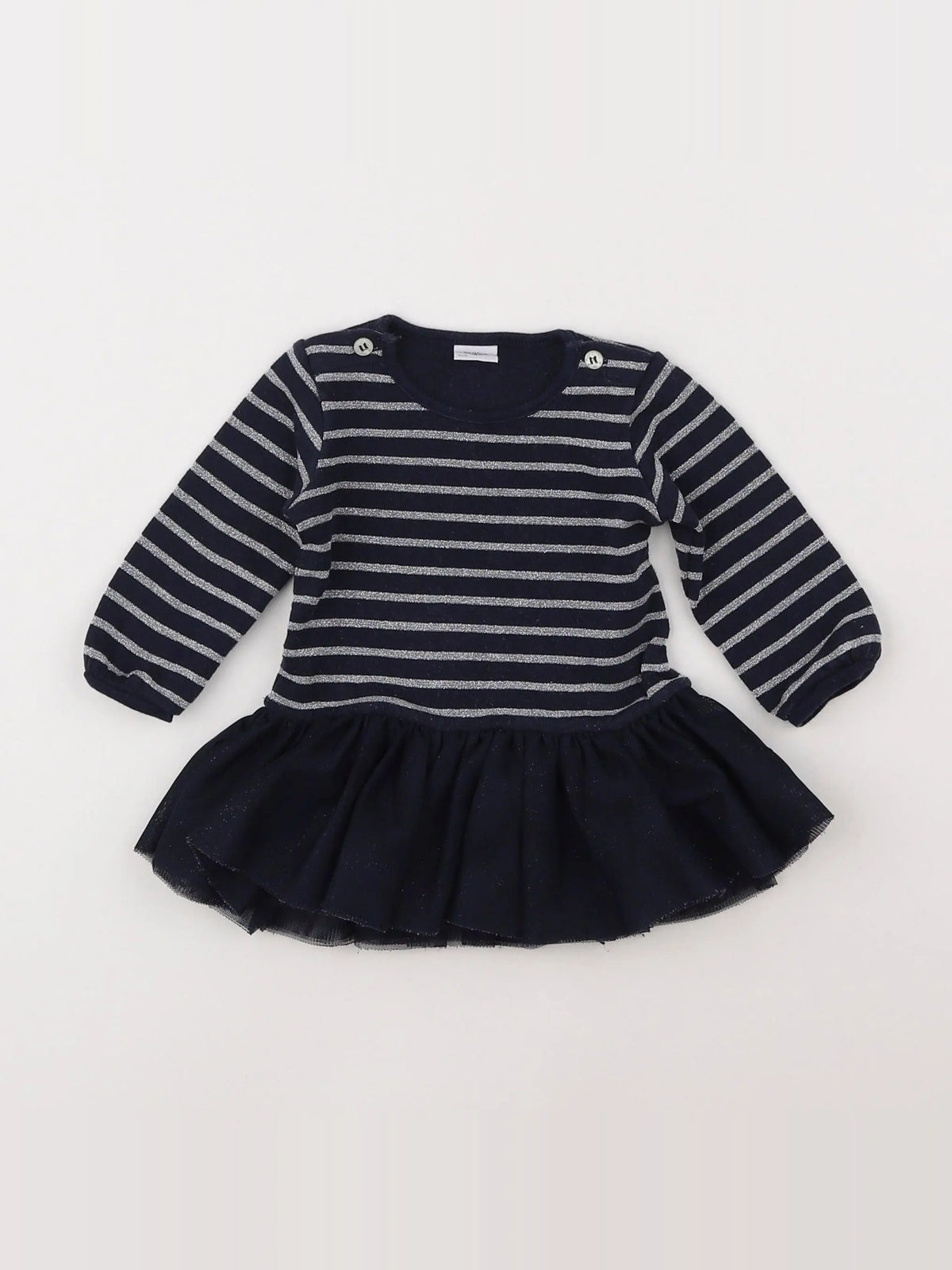 Petit Bateau - robe bleu, argent - 3 mois