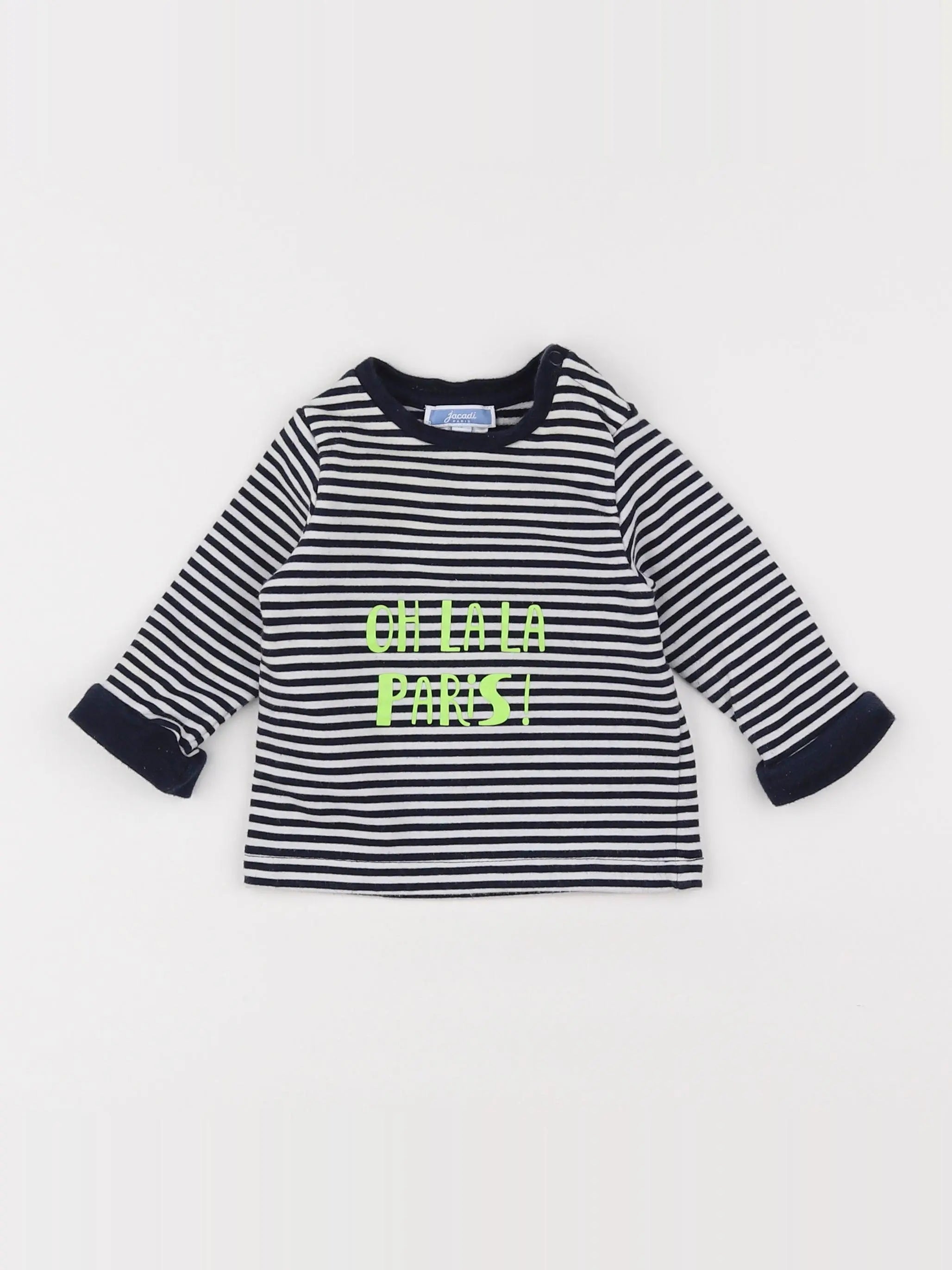 Jacadi - sweat blanc, bleu - 12 mois