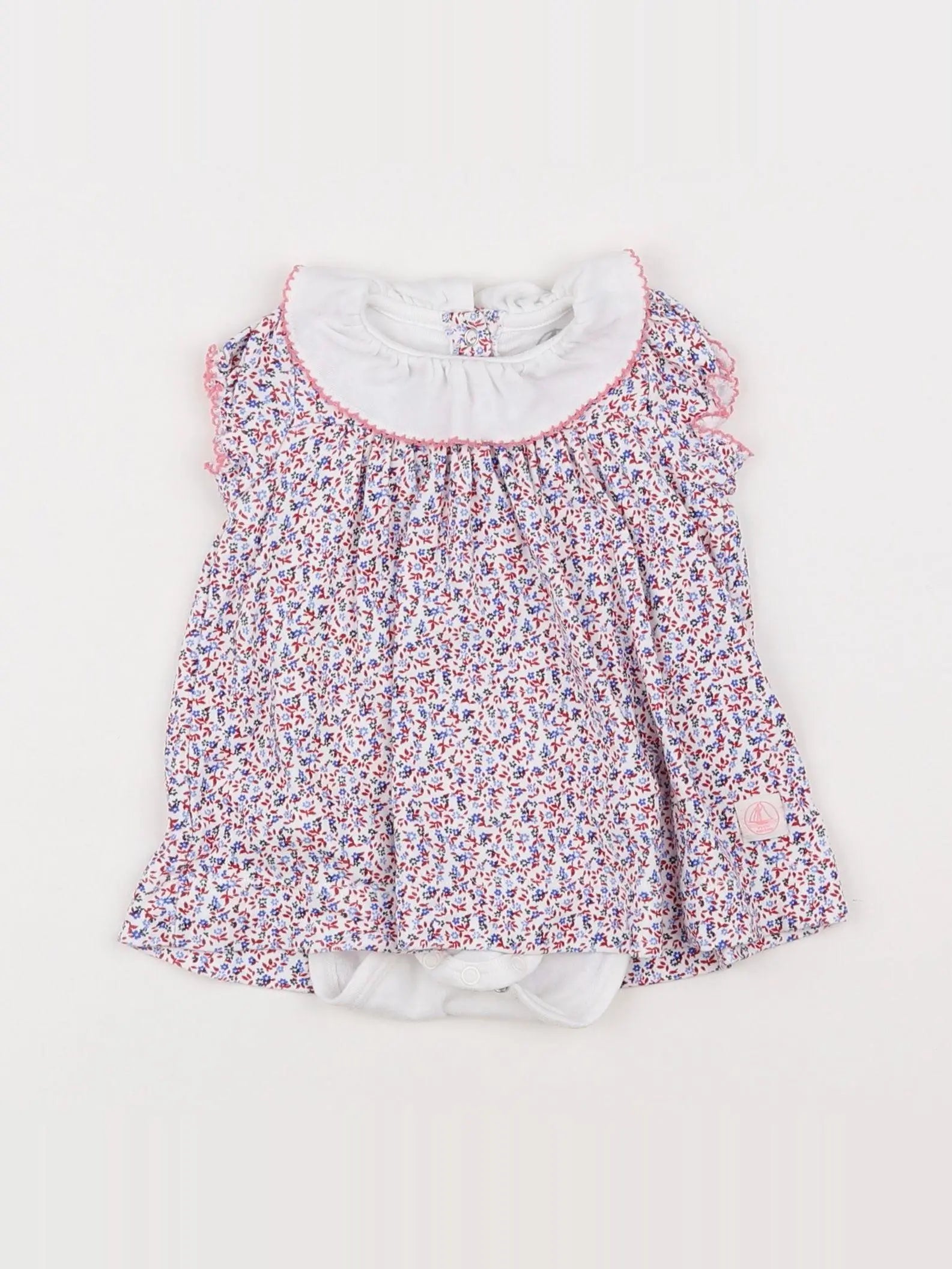 Petit Bateau - body robe bleu - 3 mois