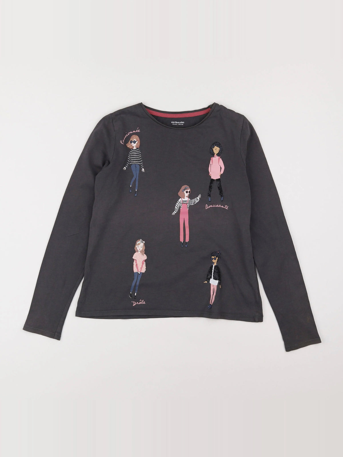 Vertbaudet - tee-shirt taupe - 10 ans