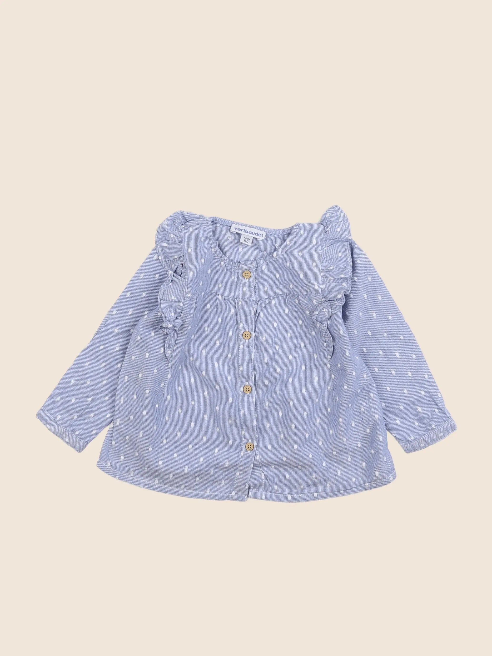 Vertbaudet - chemise bleu - 12 mois