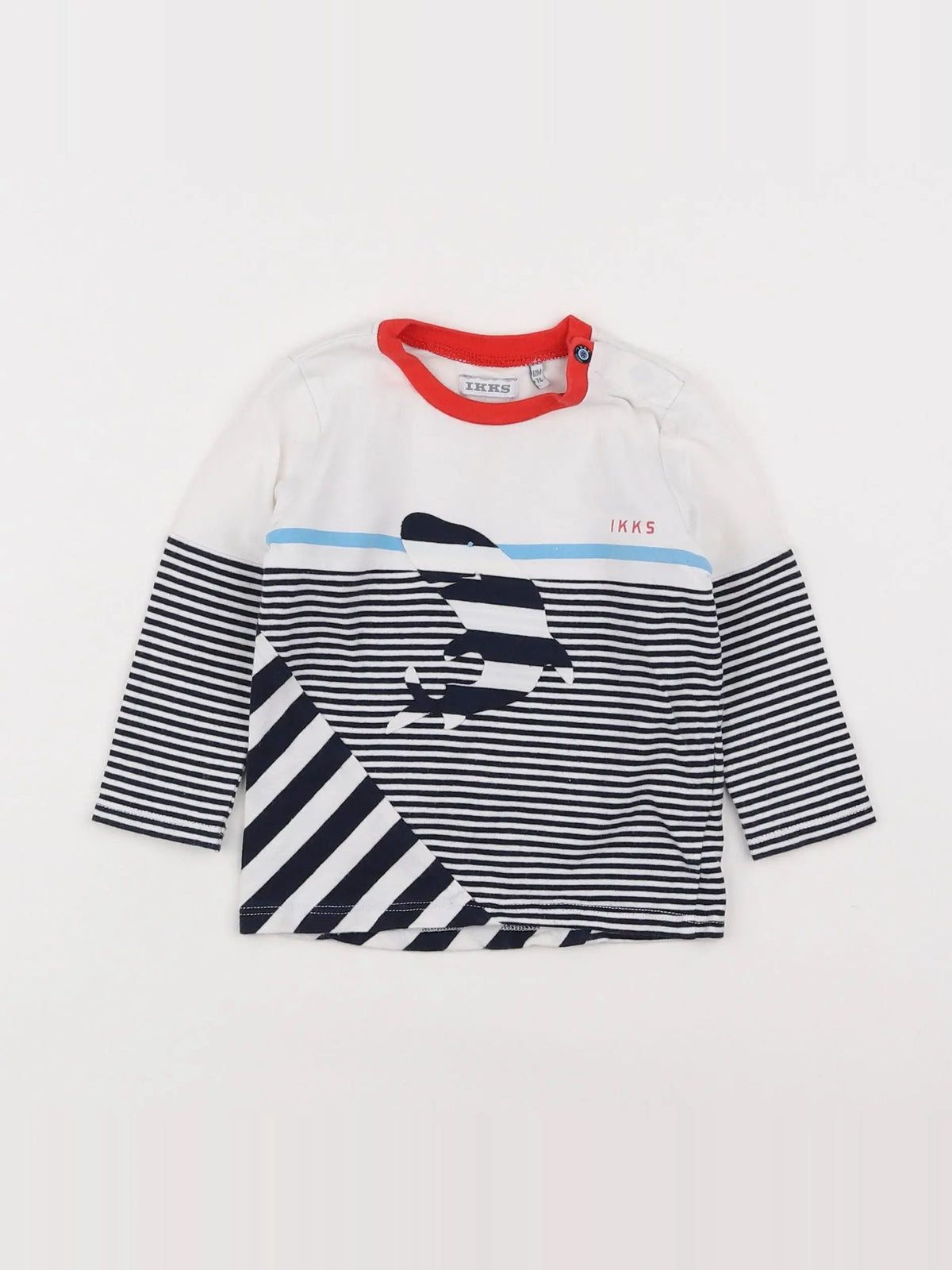 IKKS - tee-shirt blanc, bleu - 12 mois