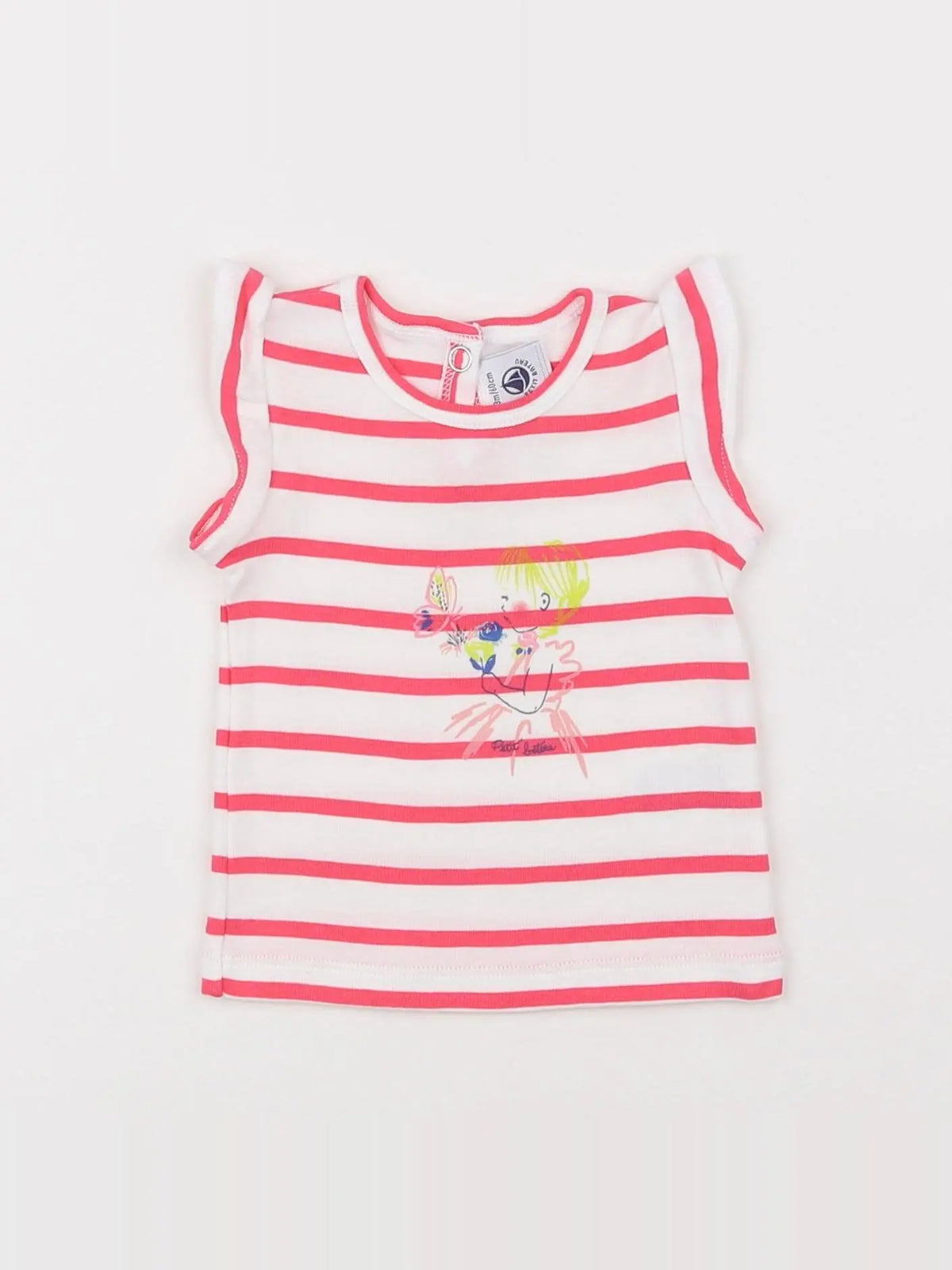 Petit Bateau - tee-shirt blanc, rose - 3 mois