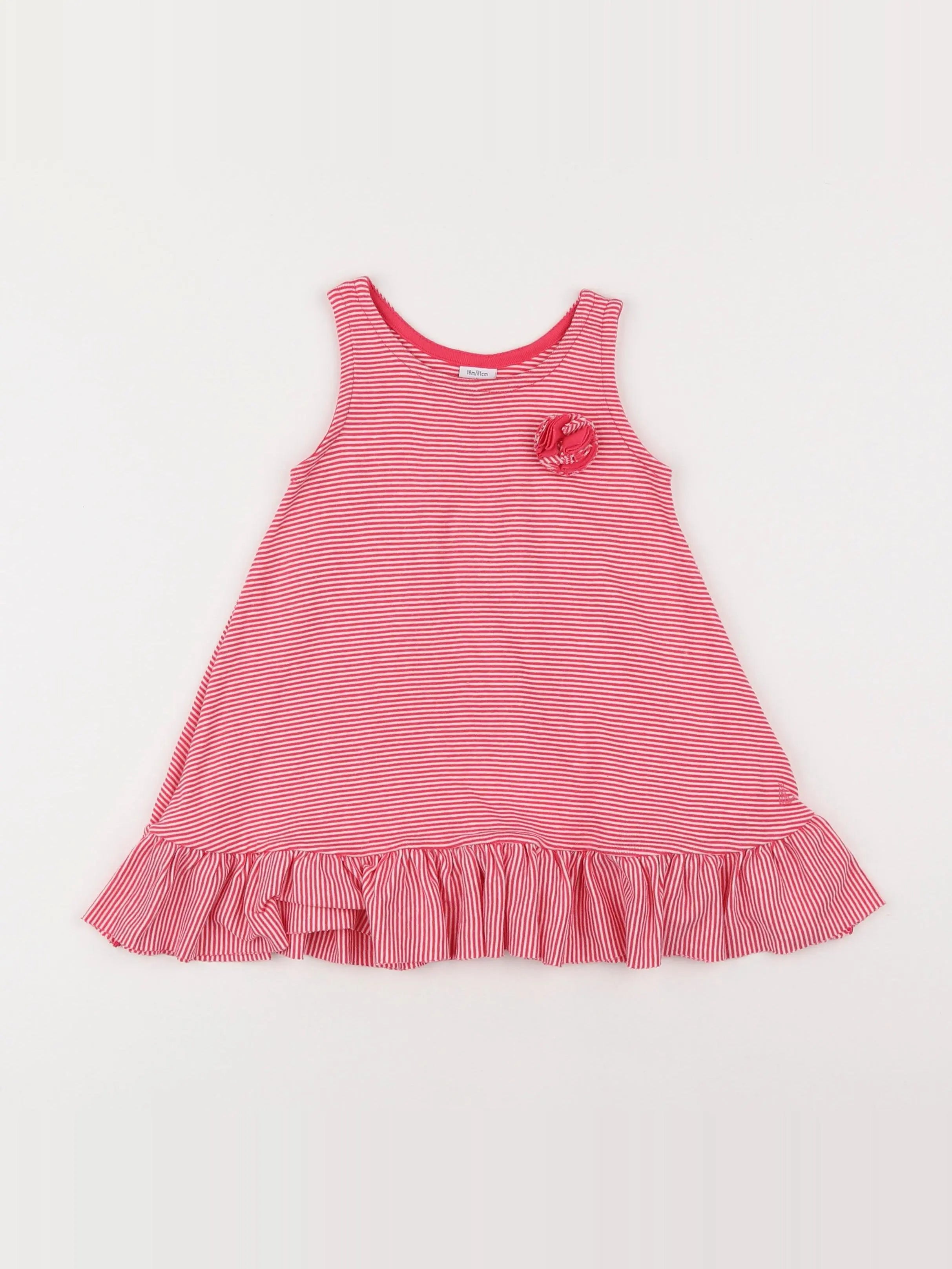 Petit Bateau - robe blanc, rose - 18 mois