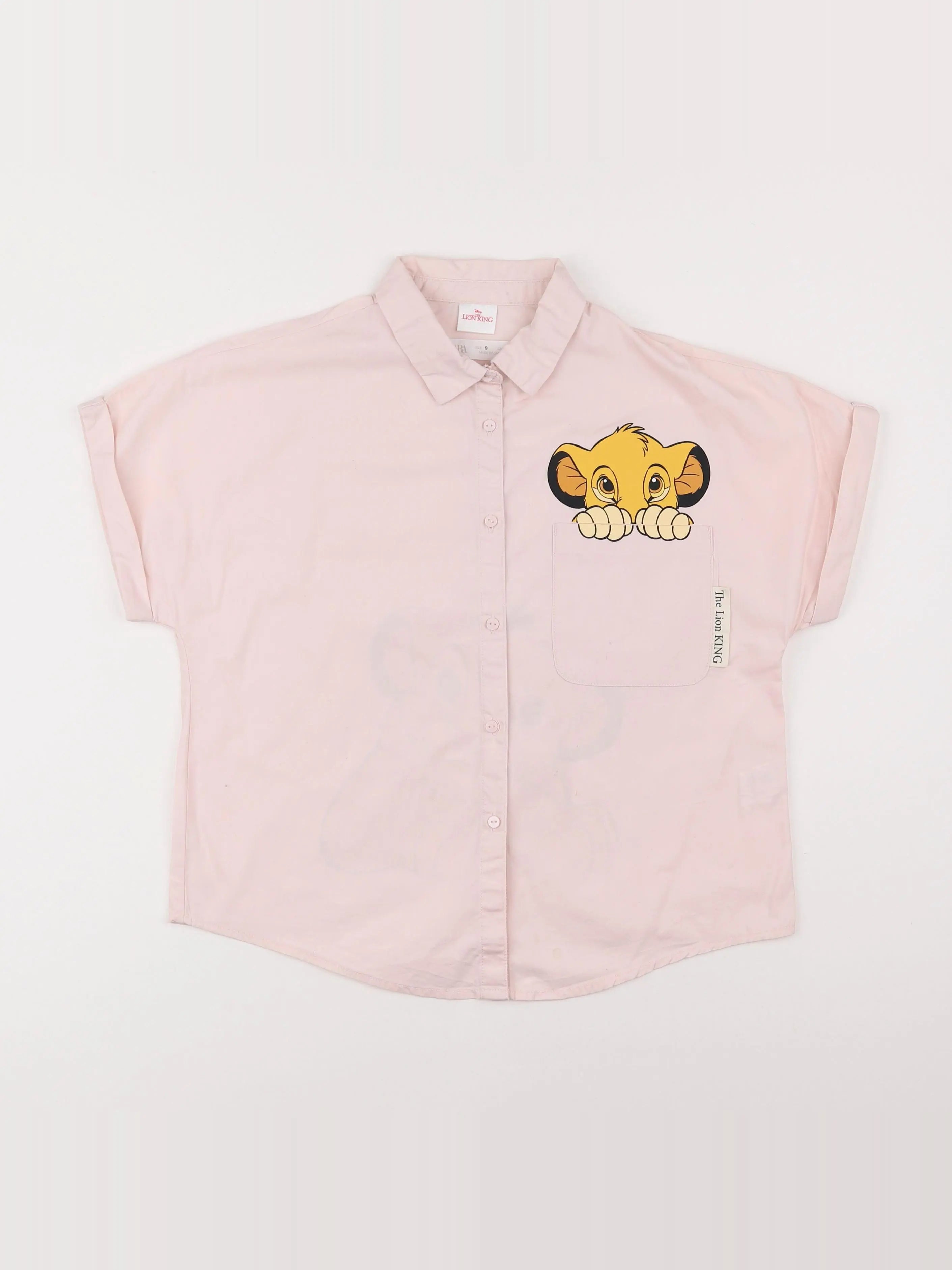 Zara - chemise imprimé au dos rose - 9 ans