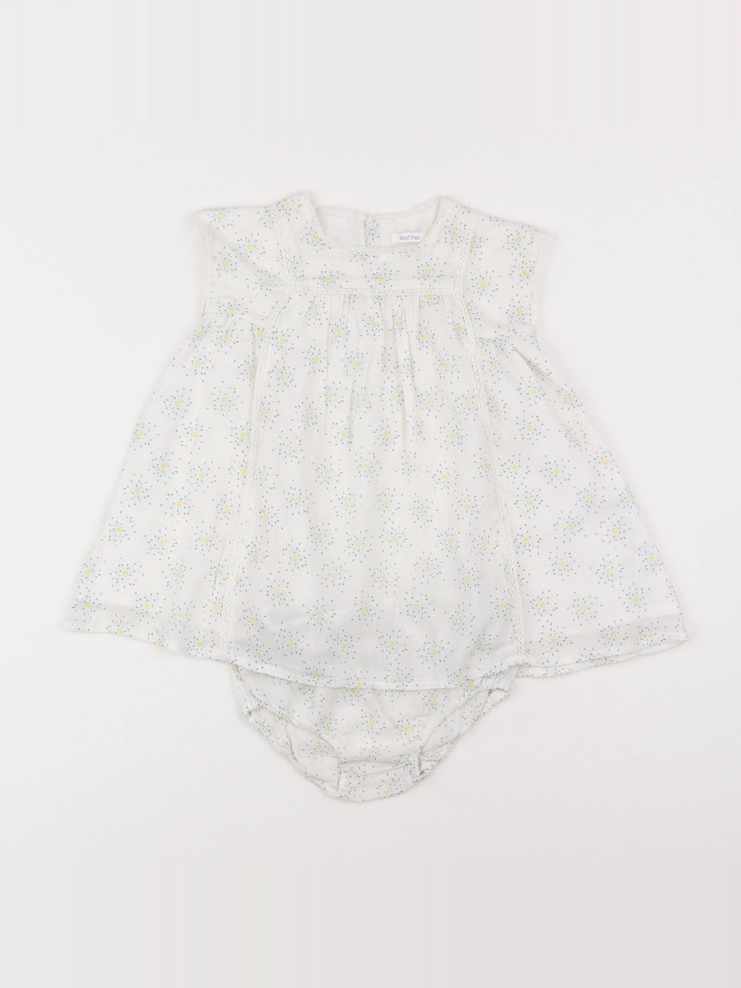 Boutchou - robe beige, bleu - 12 mois