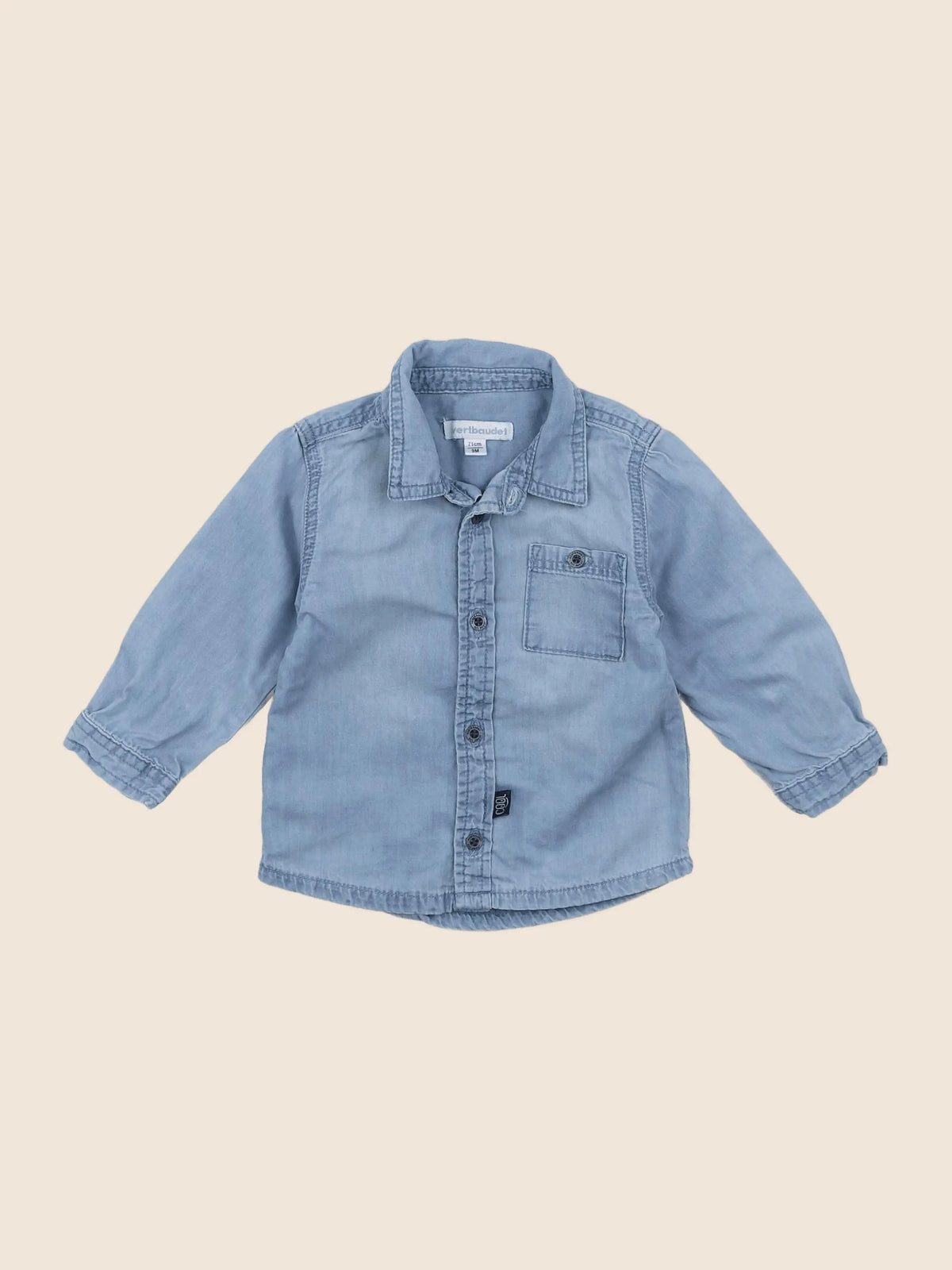 Vertbaudet - chemise bleu - 9 mois