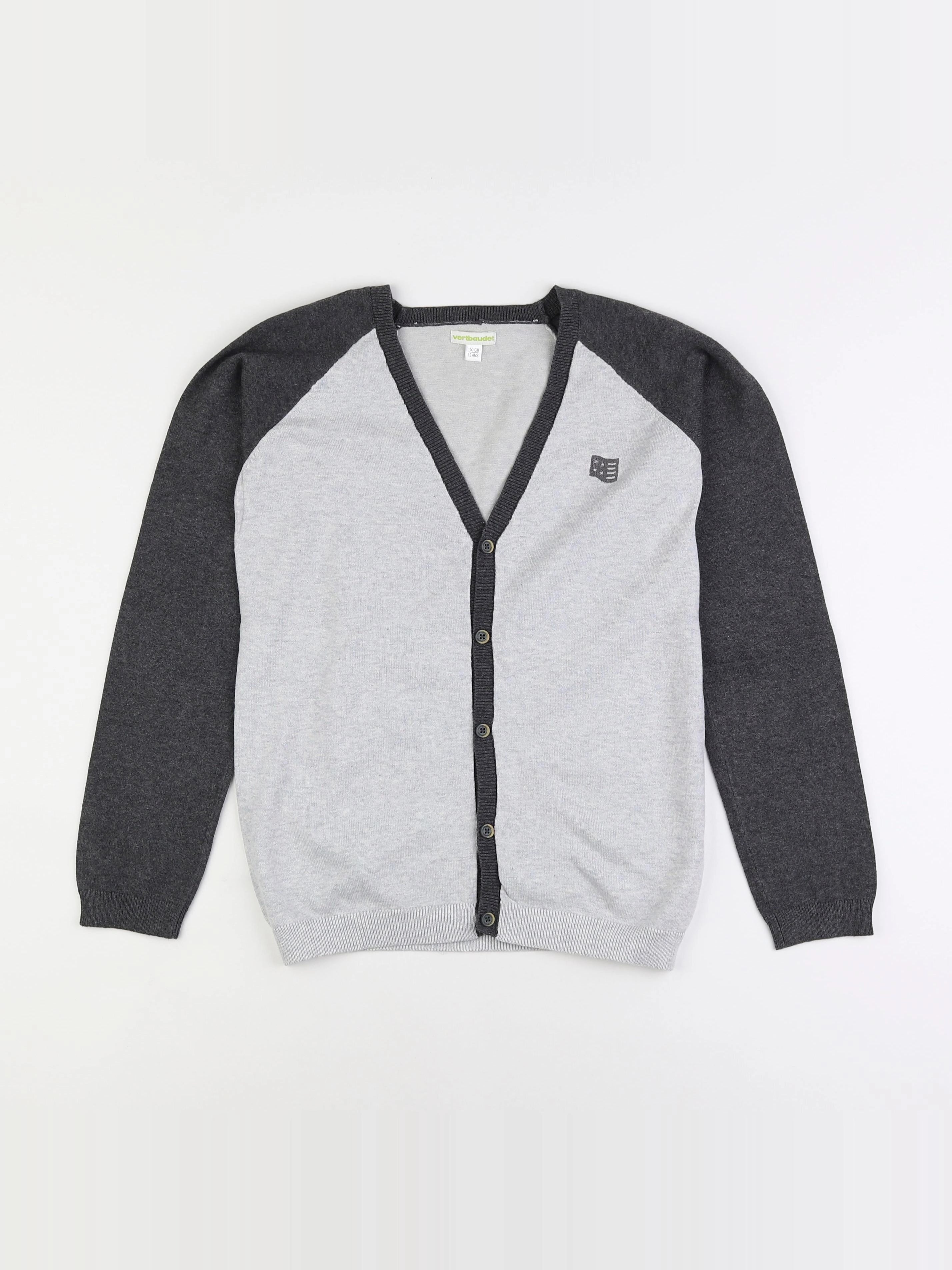 Vertbaudet - gilet gris - 12 ans