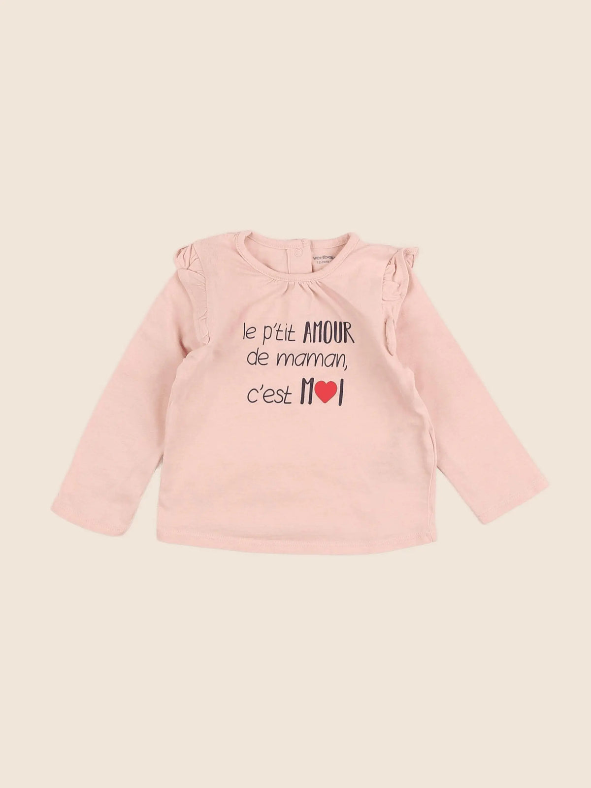 Vertbaudet - tee-shirt rose - 12 mois