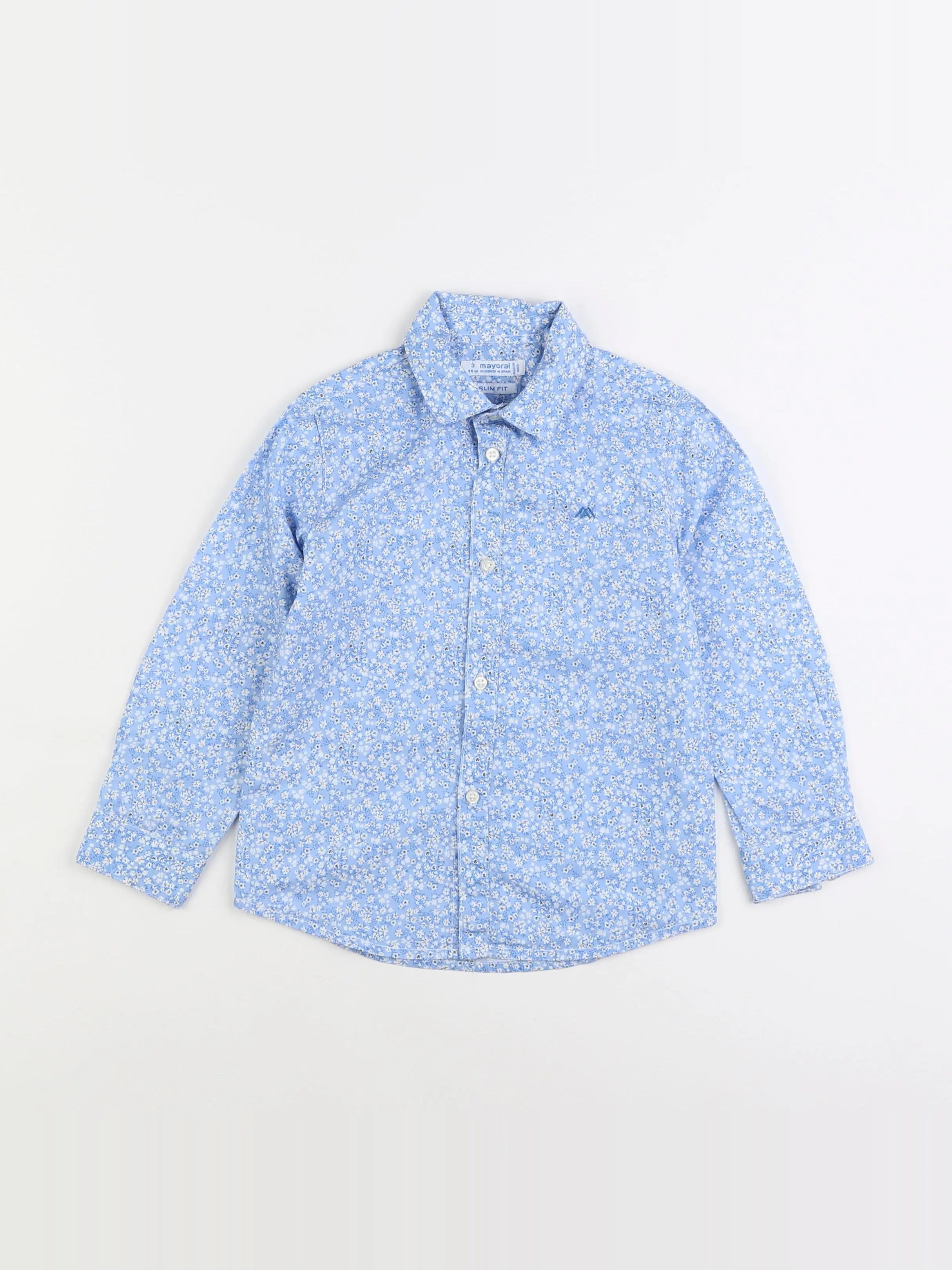 Mayoral - chemise bleu, blanc - 3 ans