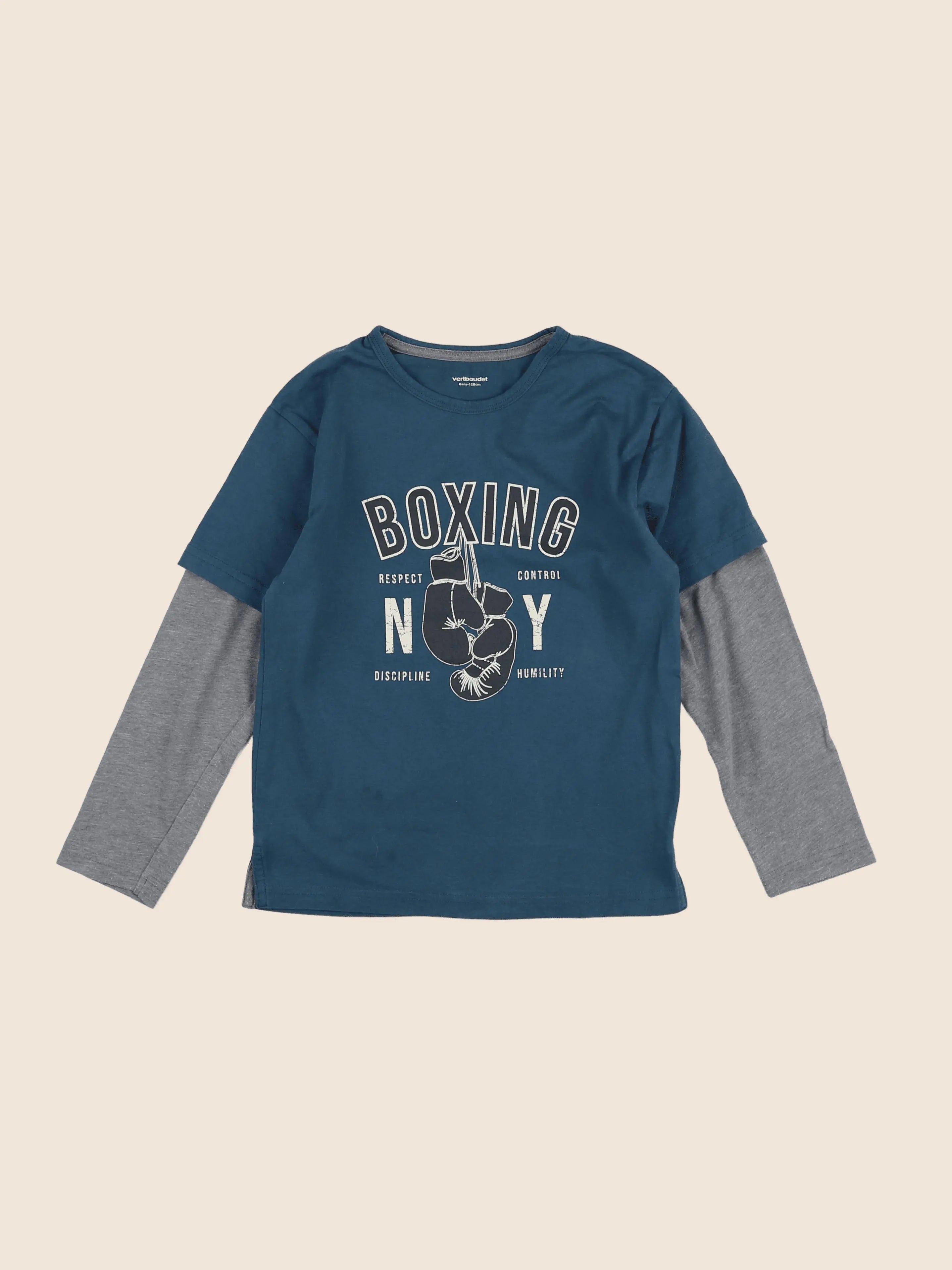 Vertbaudet - tee-shirt bleu - 8 ans