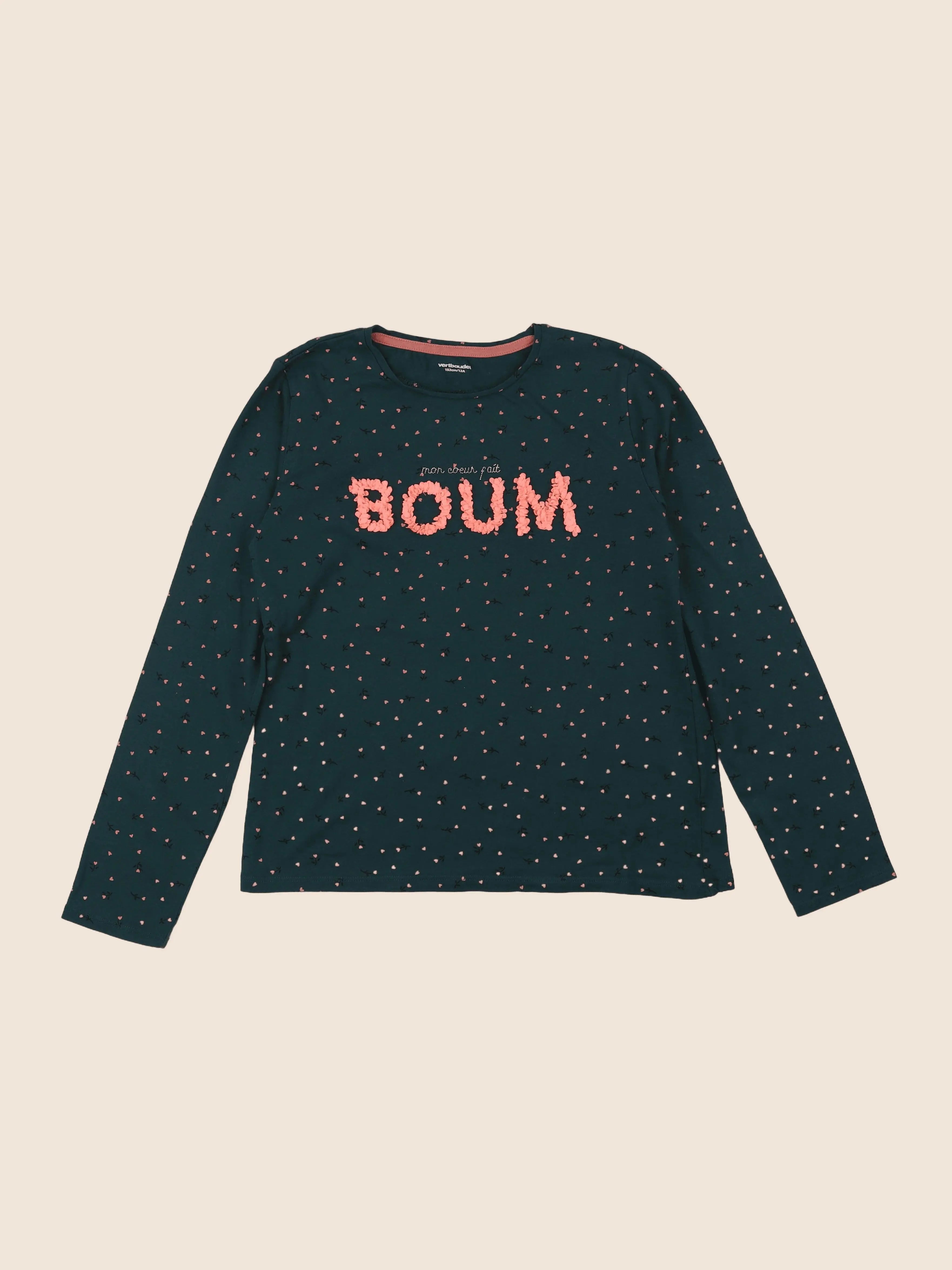 Vertbaudet - tee-shirt vert, rose - 12 ans