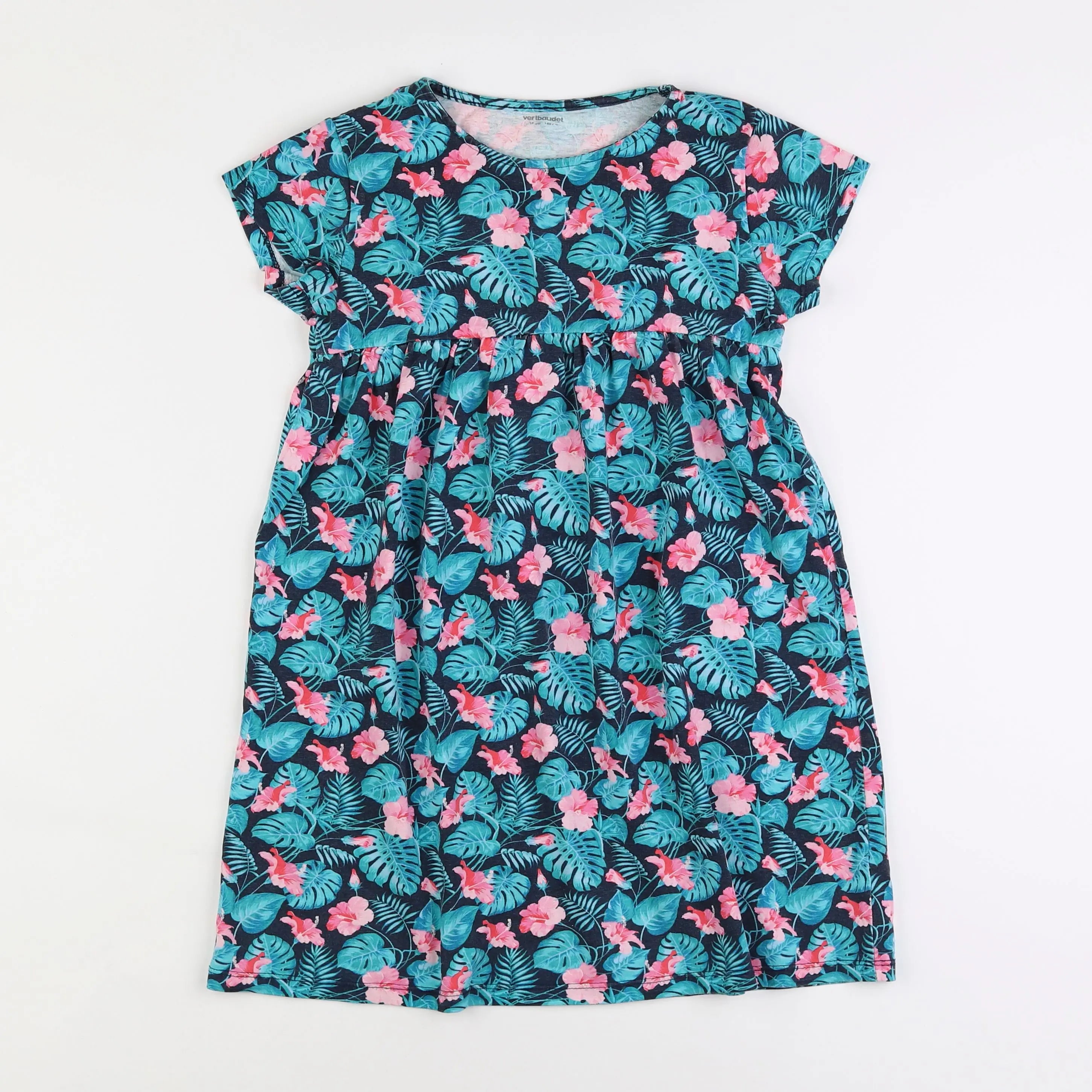Vertbaudet - robe velours multicolore - 10 ans