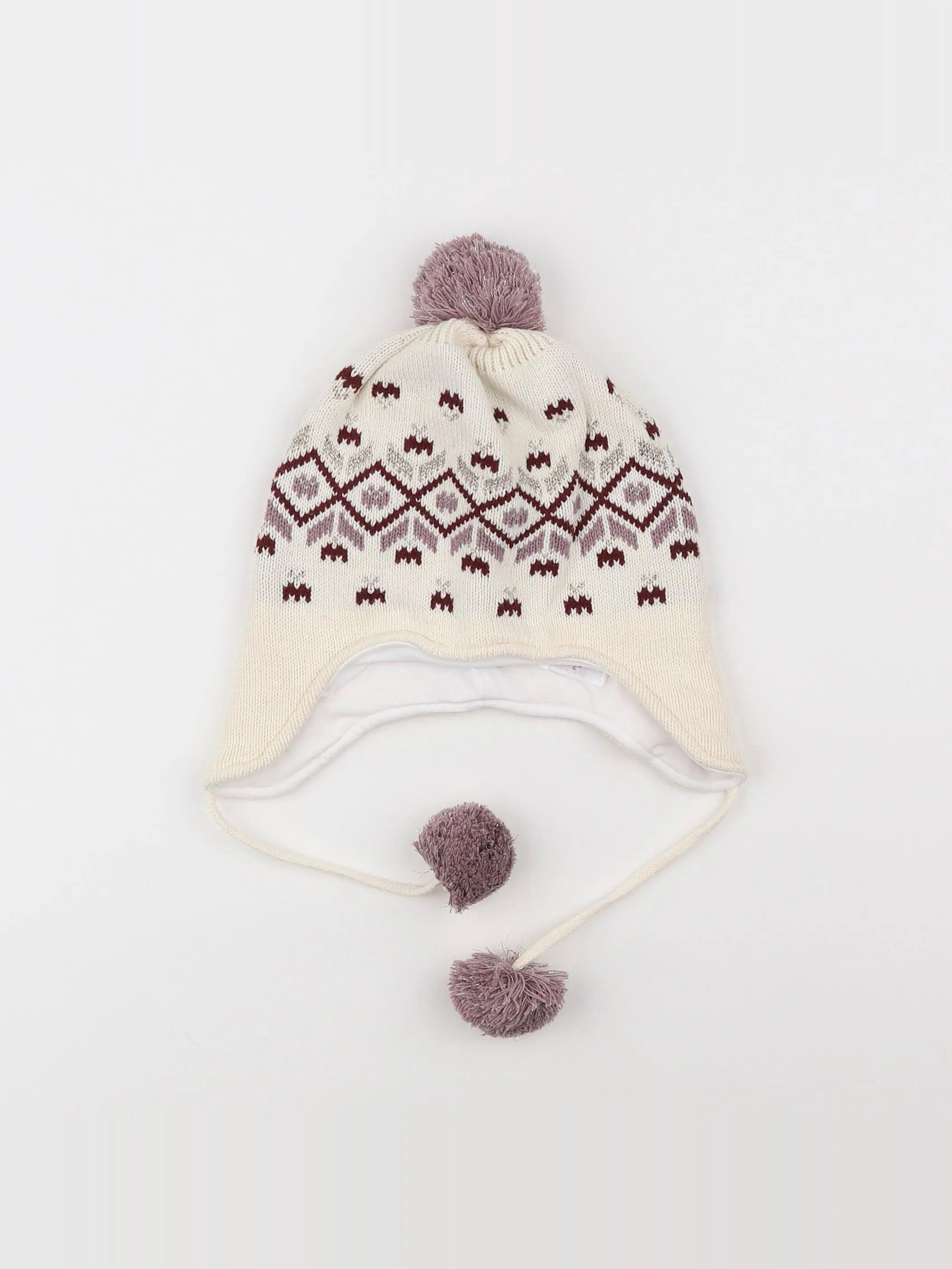 Vertbaudet - bonnet blanc, or - 12/14 ans