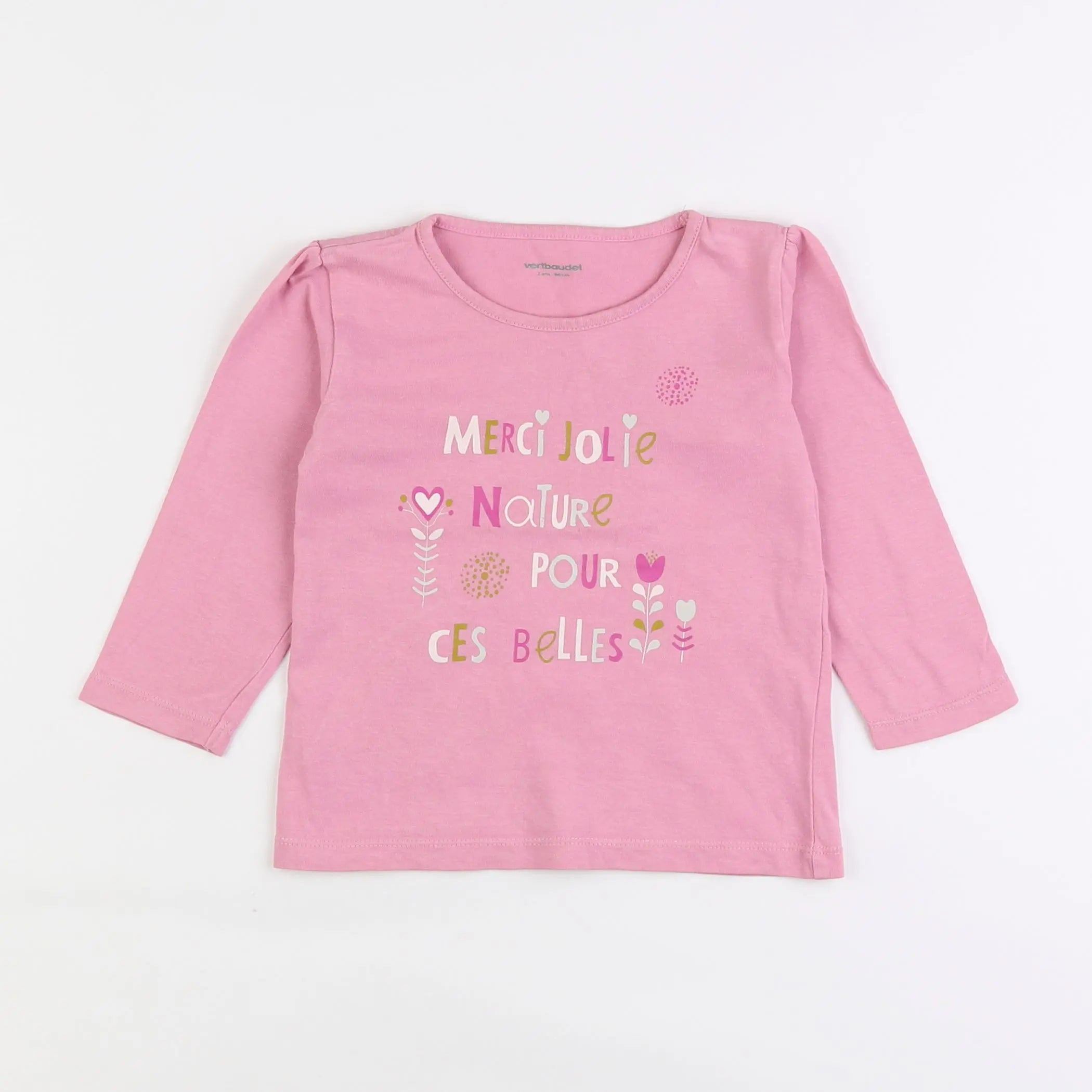 Vertbaudet - tee-shirt rose - 2 ans