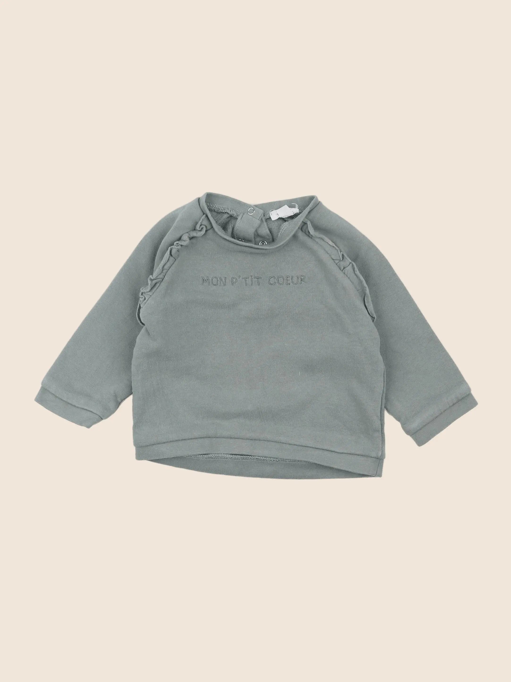 Vertbaudet - sweat vert - 12 mois