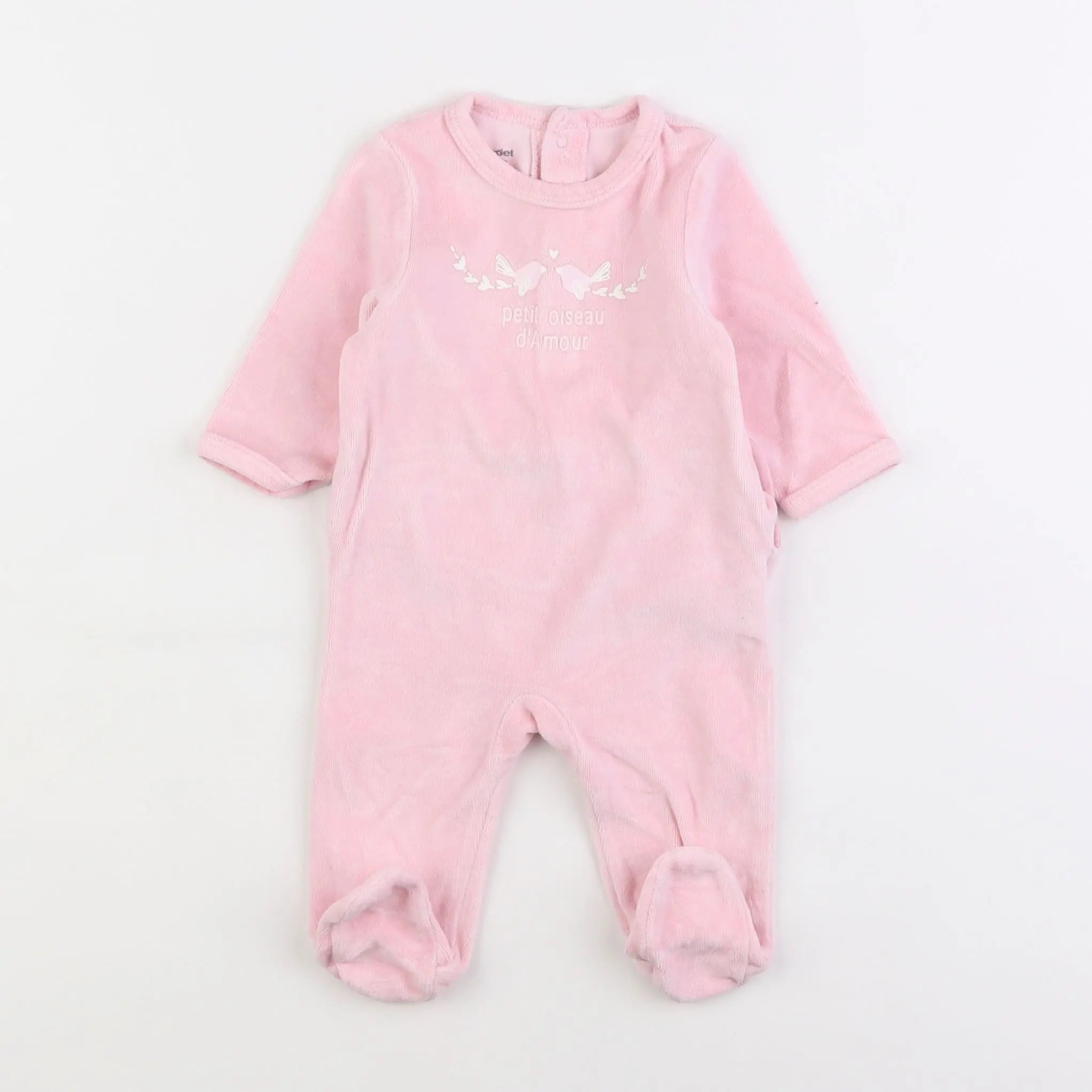 Vertbaudet - pyjama velours rose - 3 mois