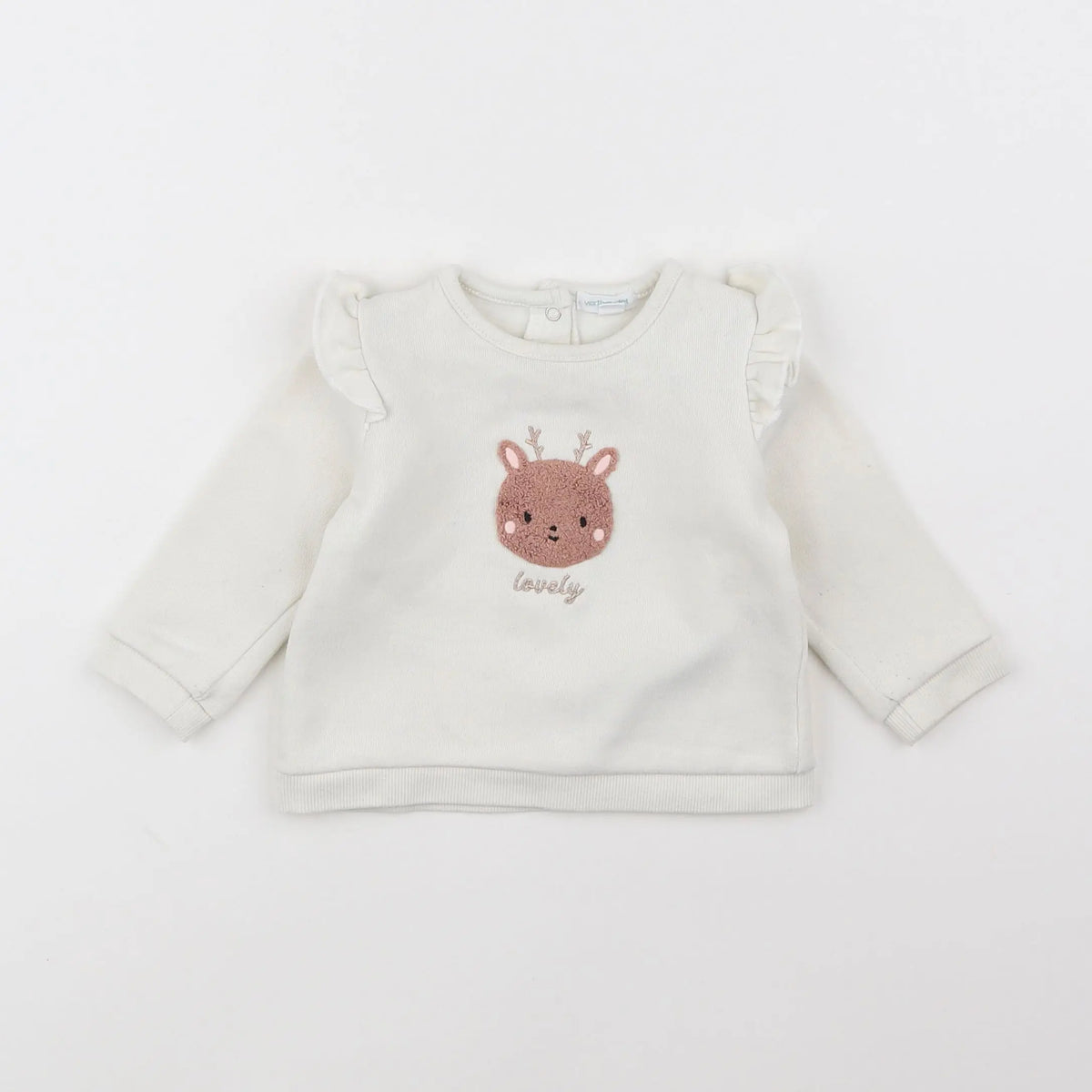 Vertbaudet - sweat blanc, beige - 6 mois