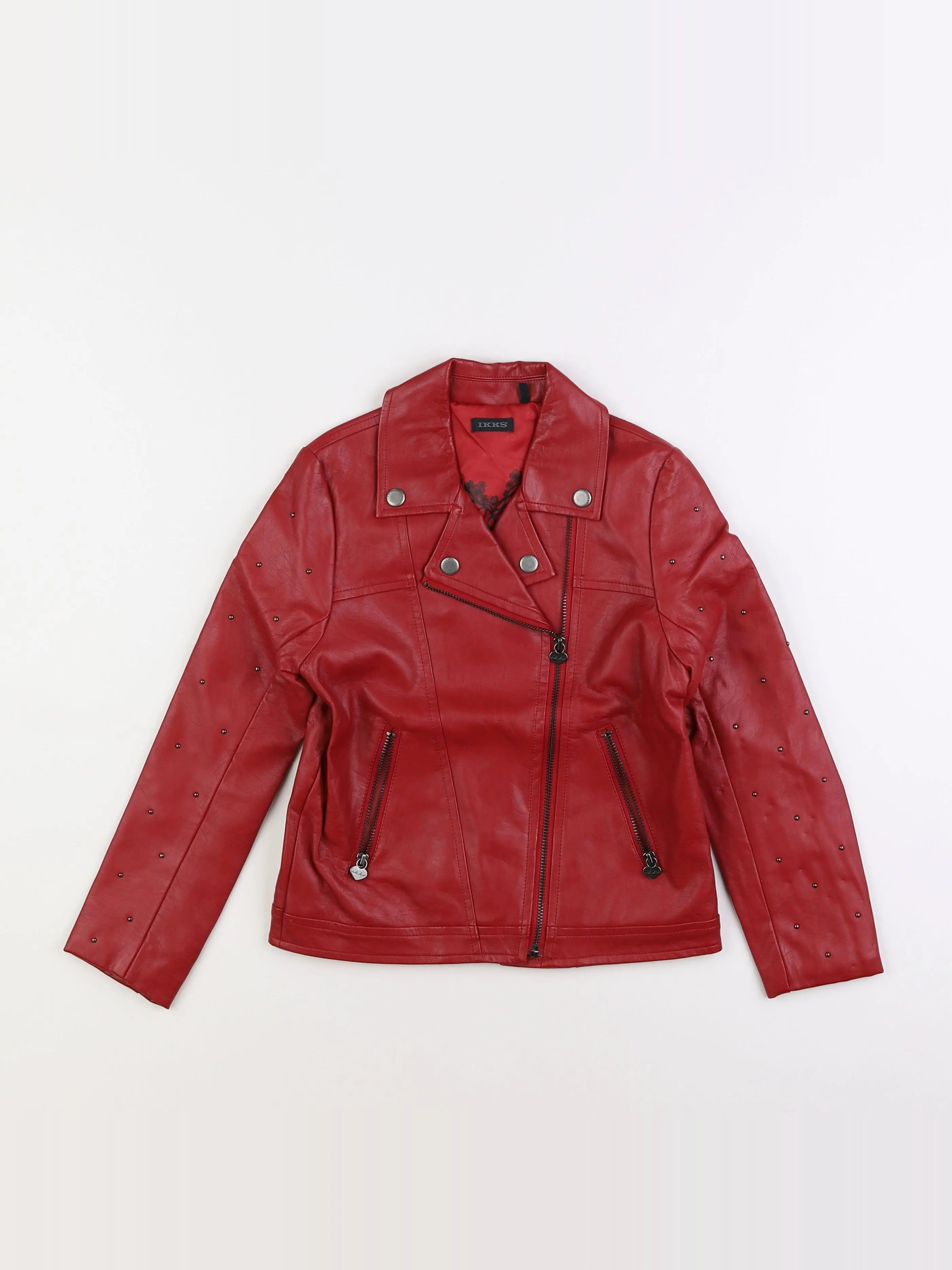 IKKS - veste simili cuir rouge - 8 ans