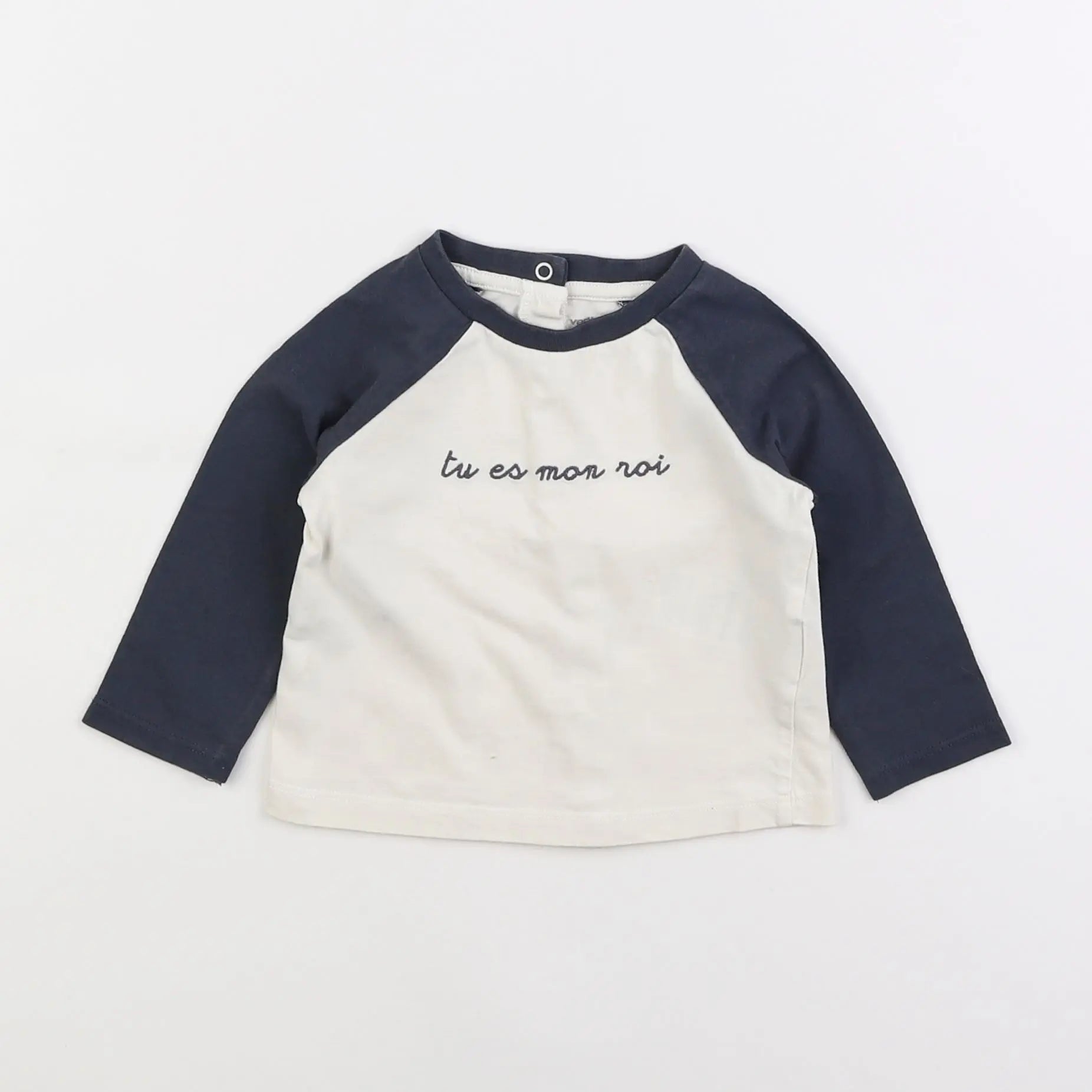 Vertbaudet - tee-shirt blanc, bleu - 9 mois