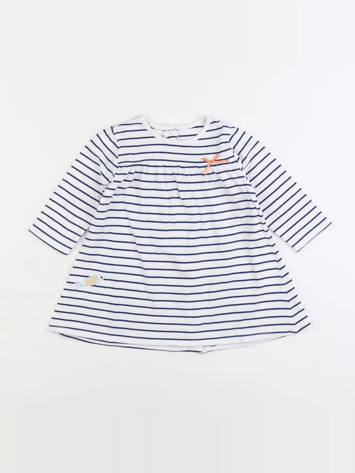 Vertbaudet - robe blanc, bleu - 12 mois