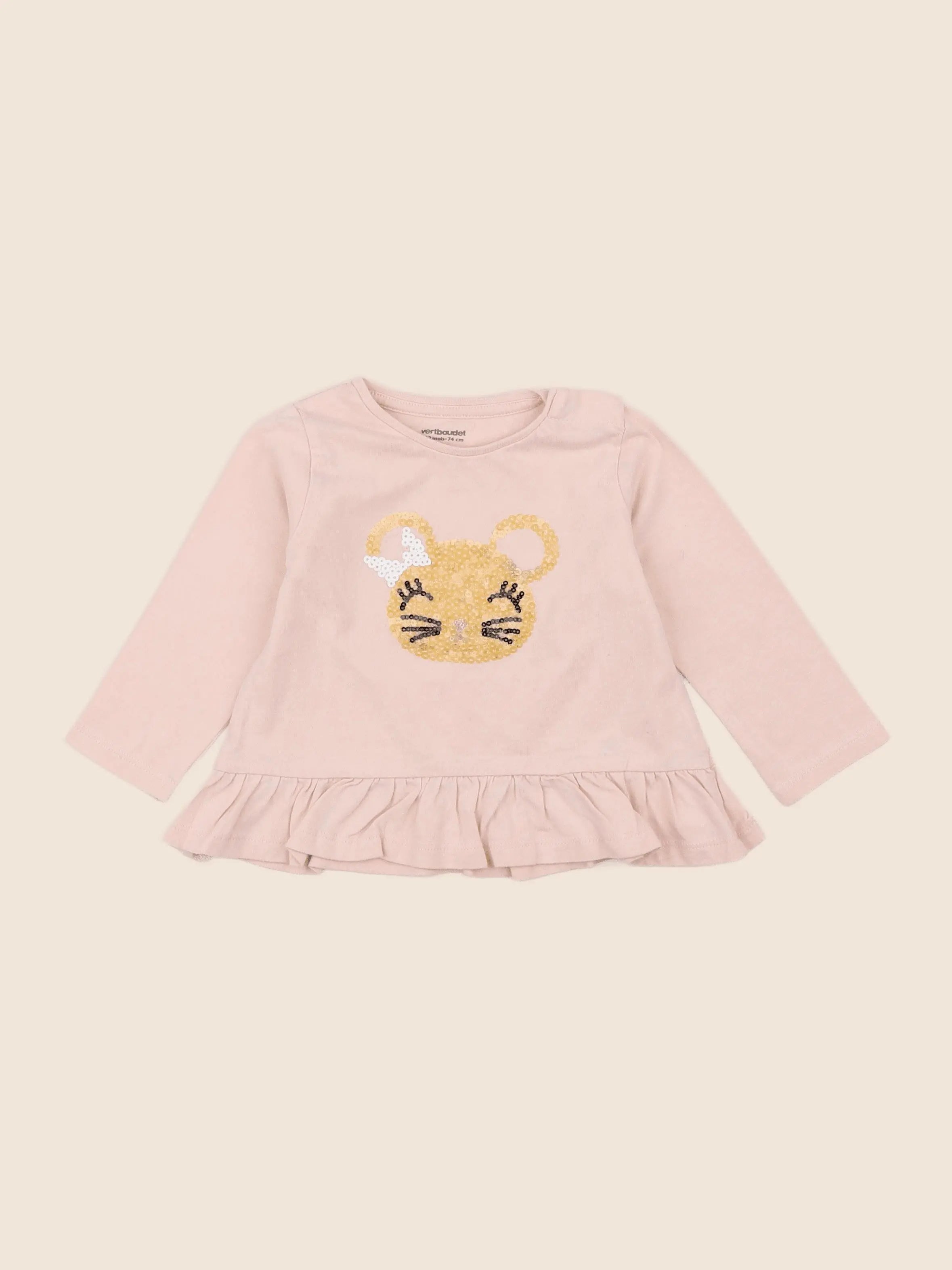 Vertbaudet - tee-shirt rose - 12 mois