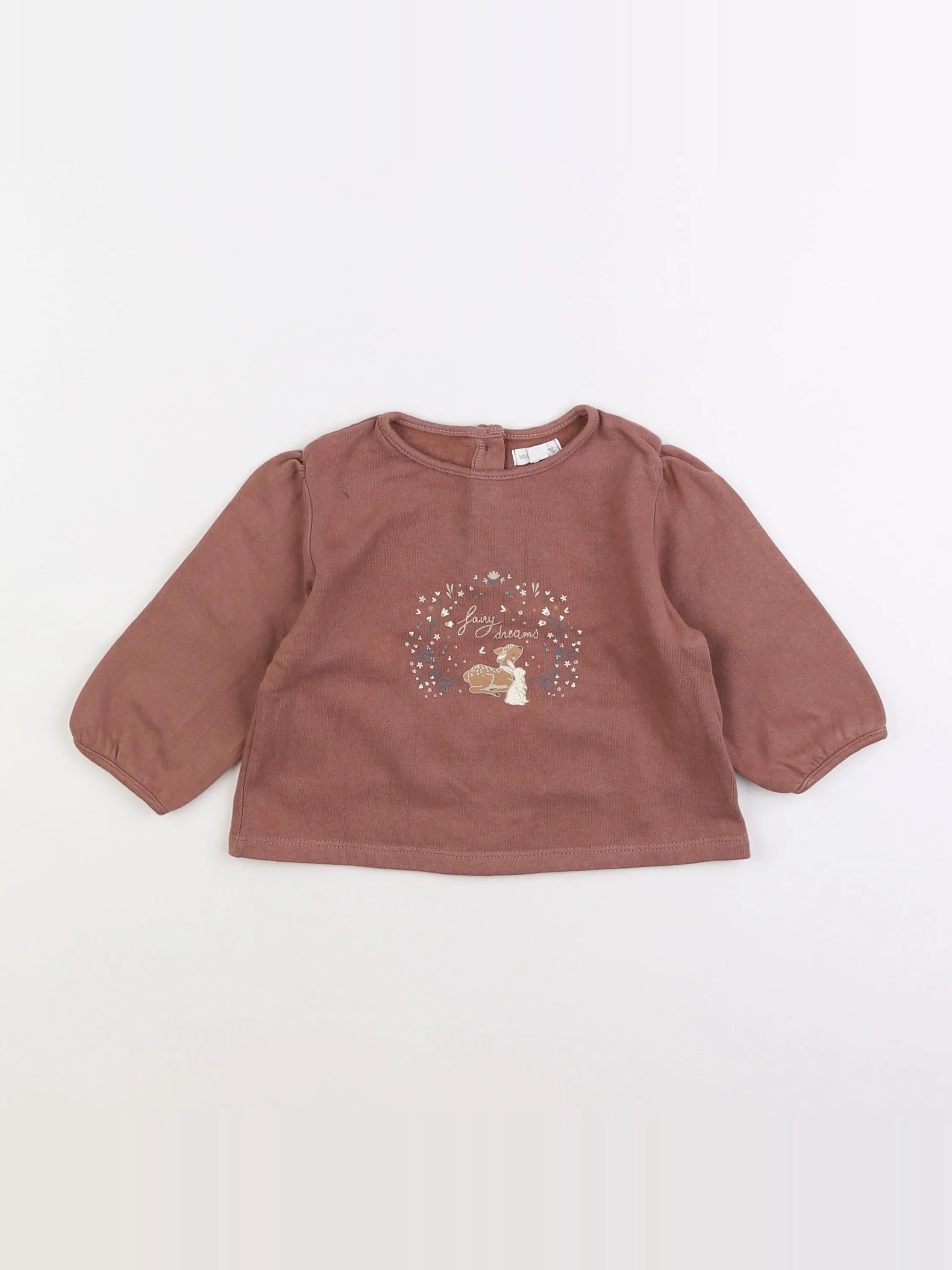 Vertbaudet - sweat marron - 9 mois
