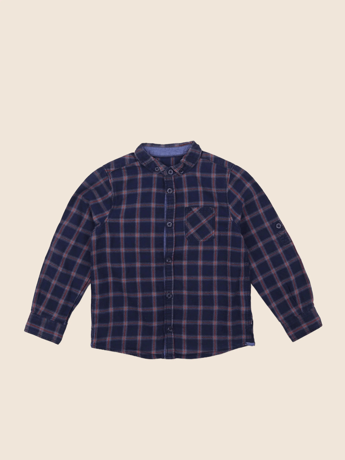 Okaidi - chemise bleu, rouge - 6 ans