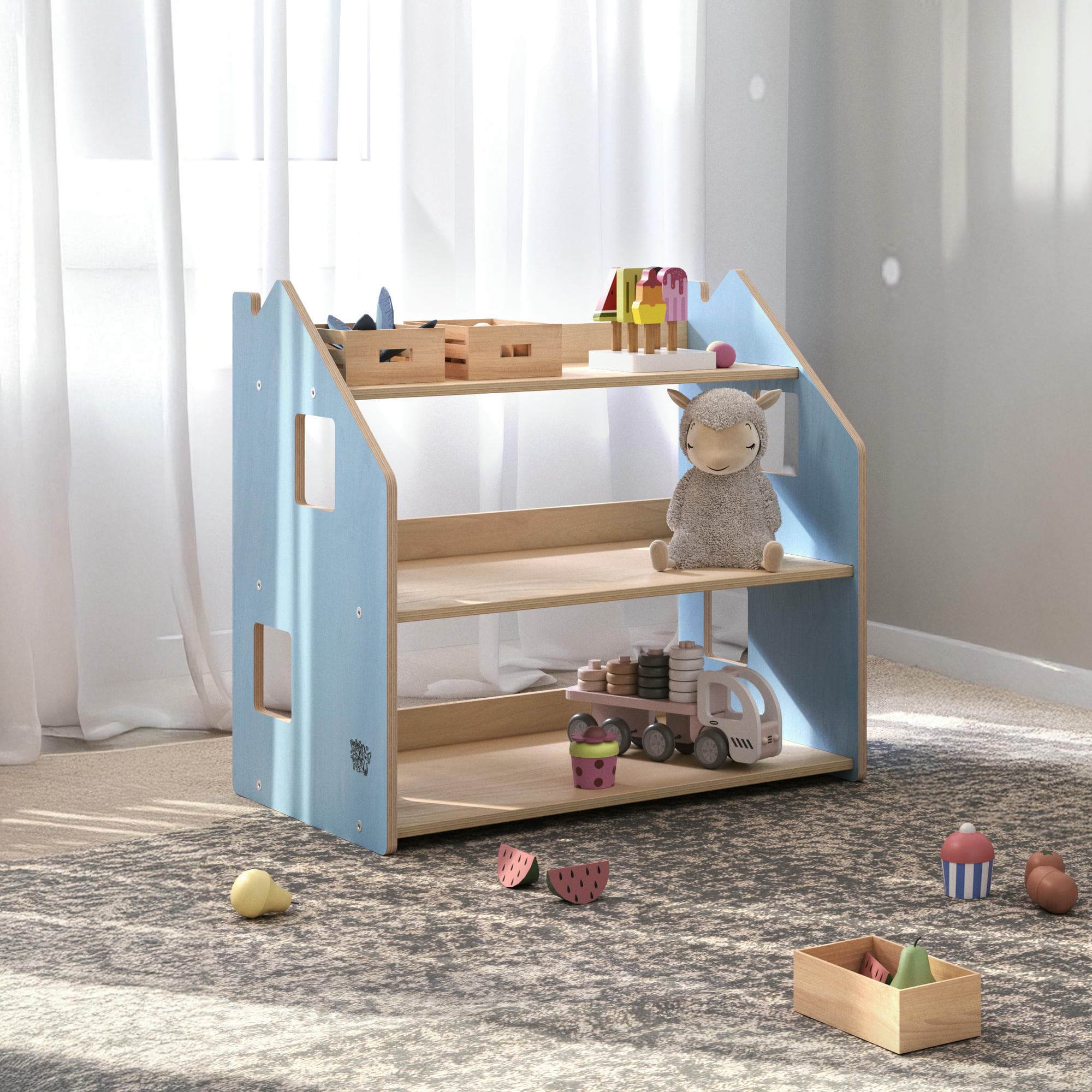 Étagère à jouets - Couleur bleu clair / rose