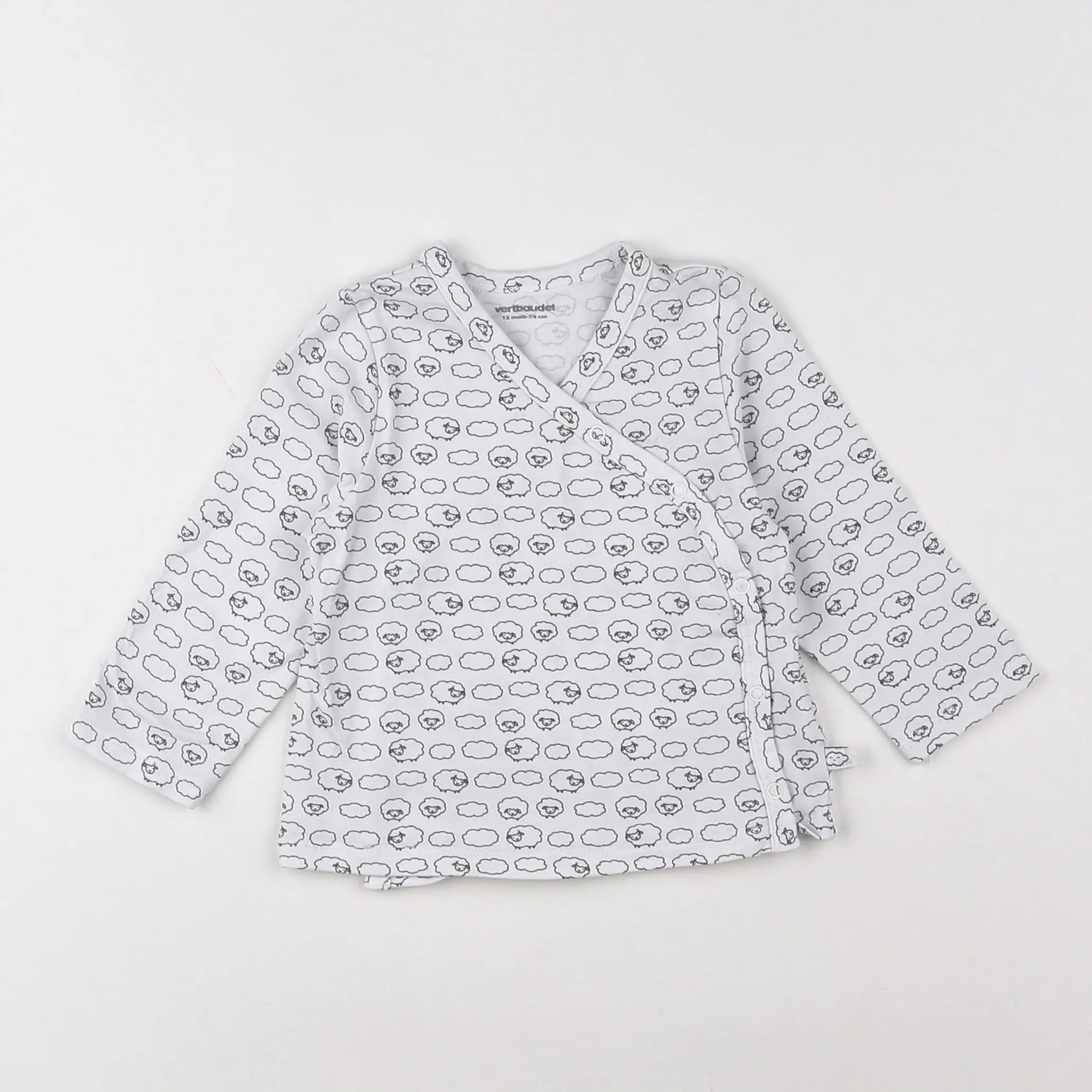 Vertbaudet - tee-shirt blanc, noir - 12 mois