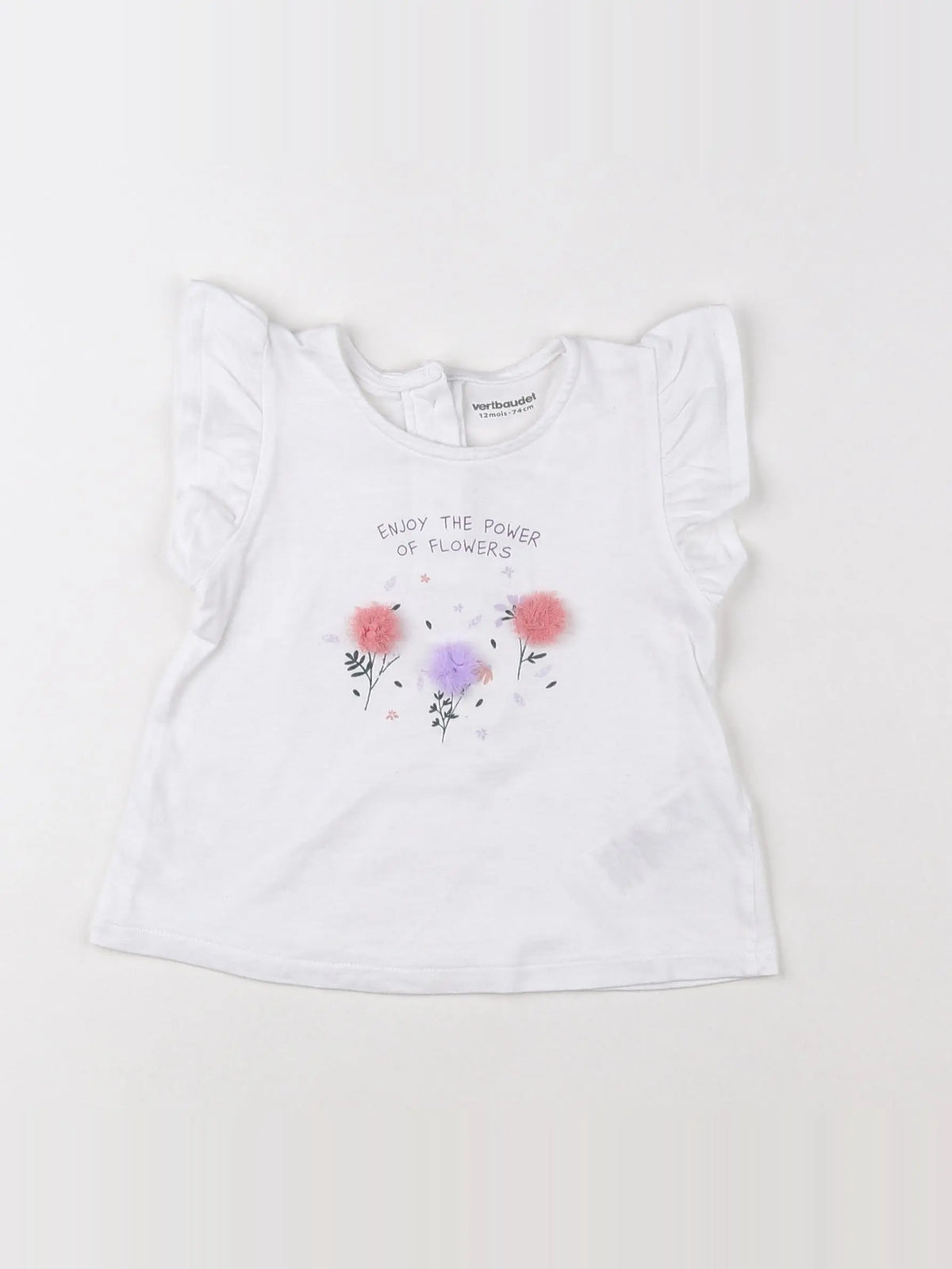 Vertbaudet - tee-shirt blanc - 12 mois