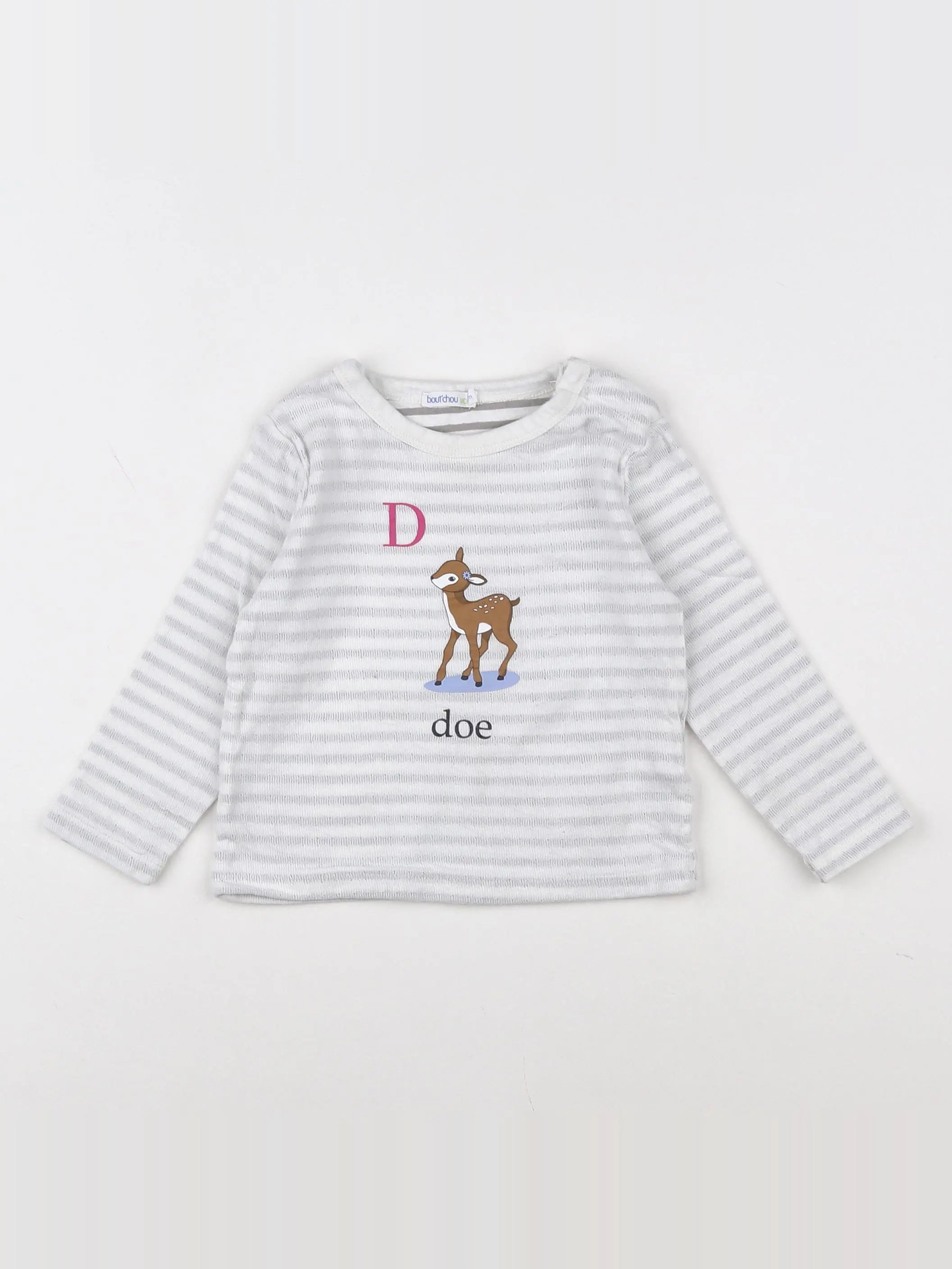 Boutchou - pull blanc,gris - 12 mois