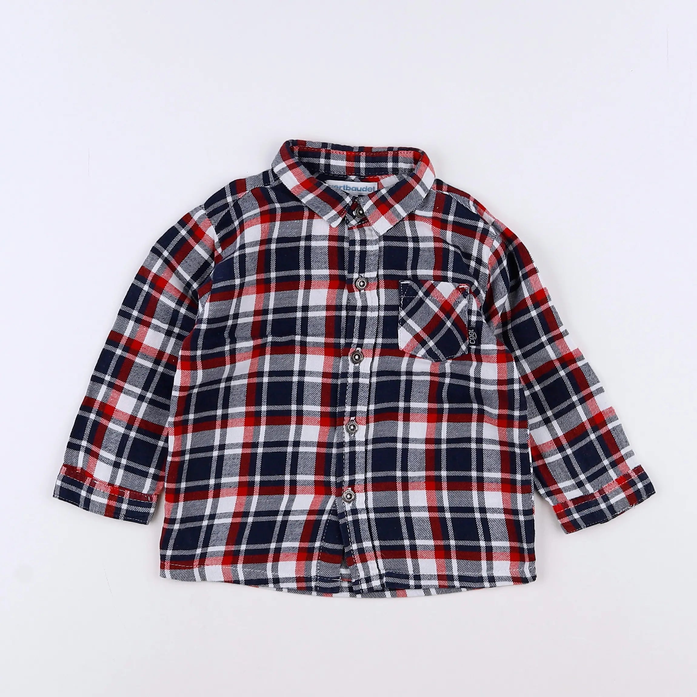 Vertbaudet - chemise rouge - 9 mois