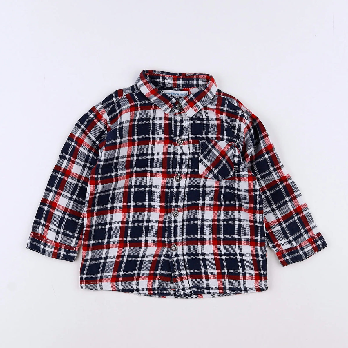 Vertbaudet - chemise rouge - 9 mois